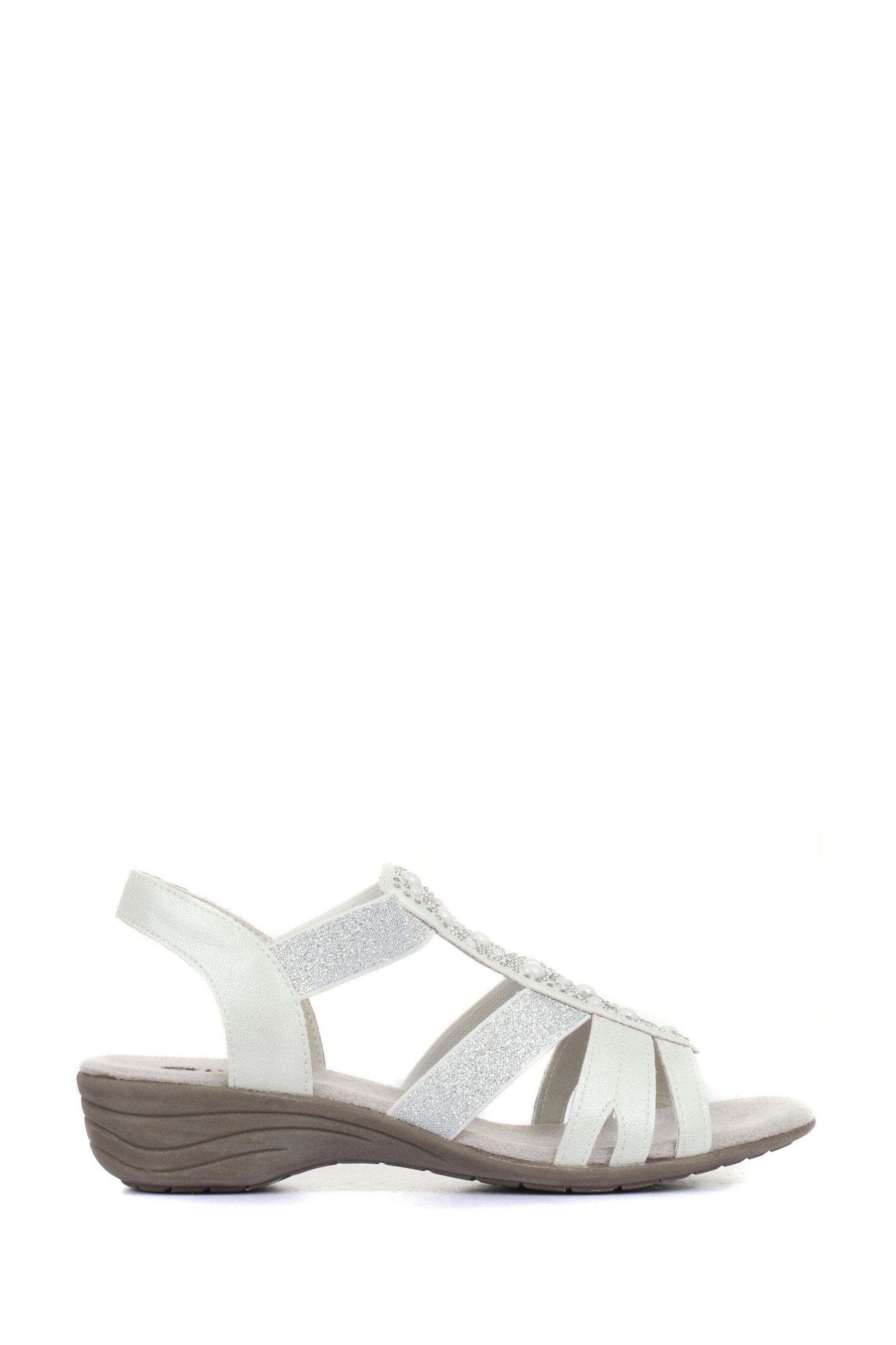Buy Pavers White Silver Ladies Embellished Slingback Sandals From The
