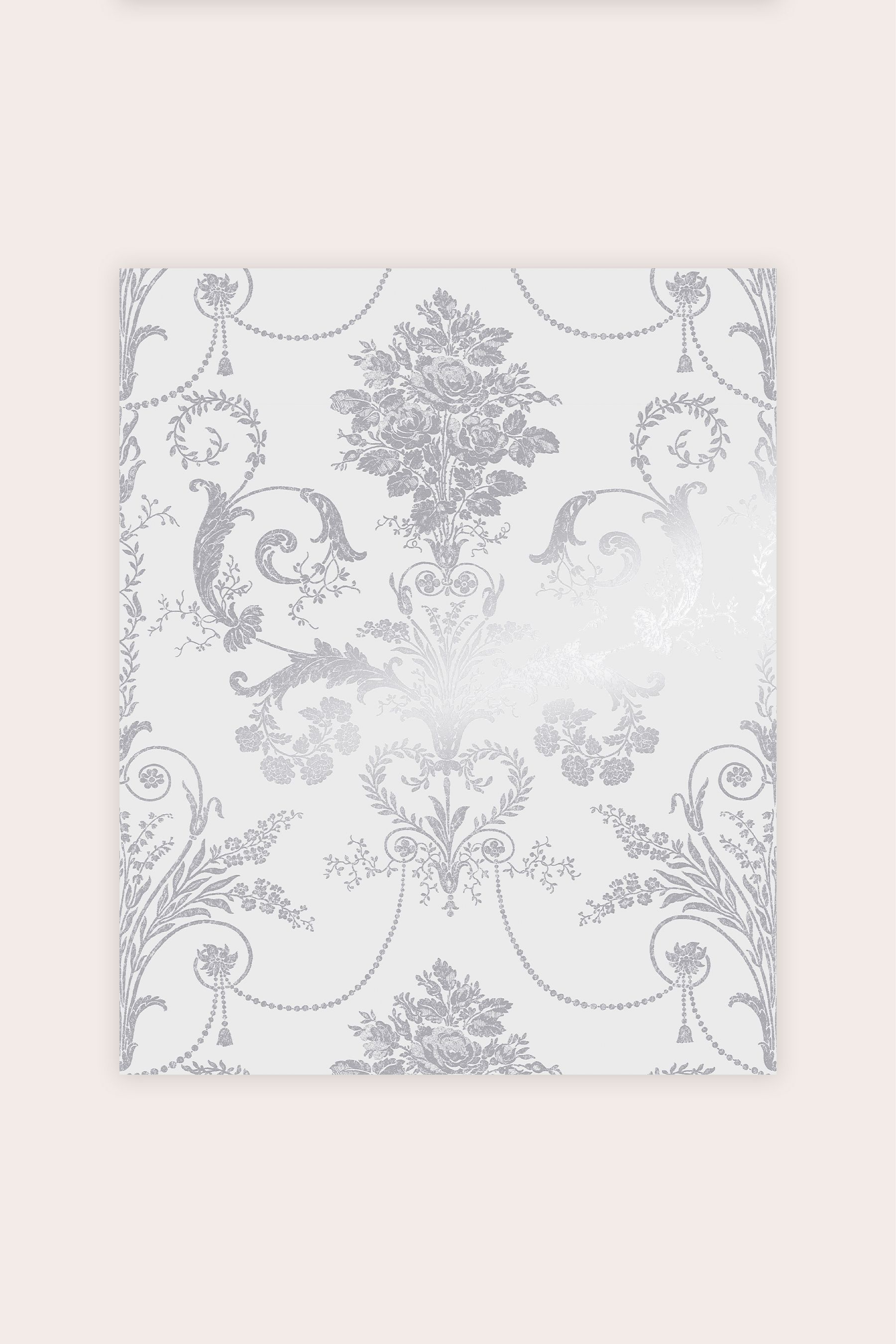 Buy Laura Ashley Silver Josette Wallpaper Sample Wallpaper from the