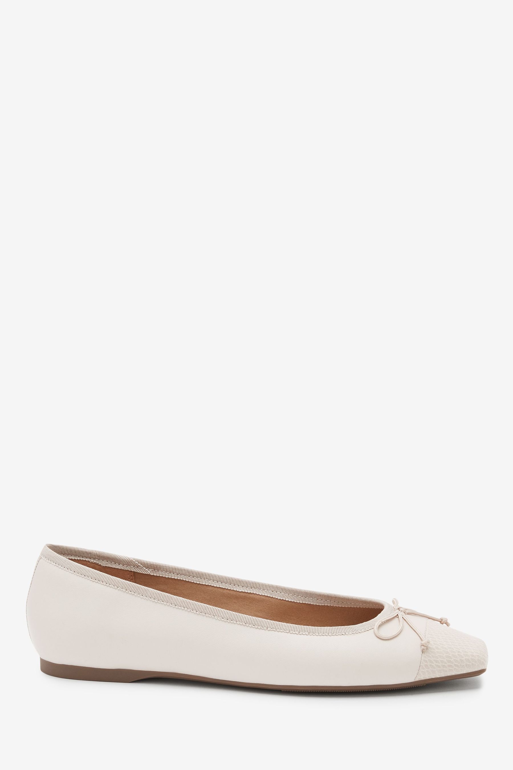 square toe leather ballerina pumps