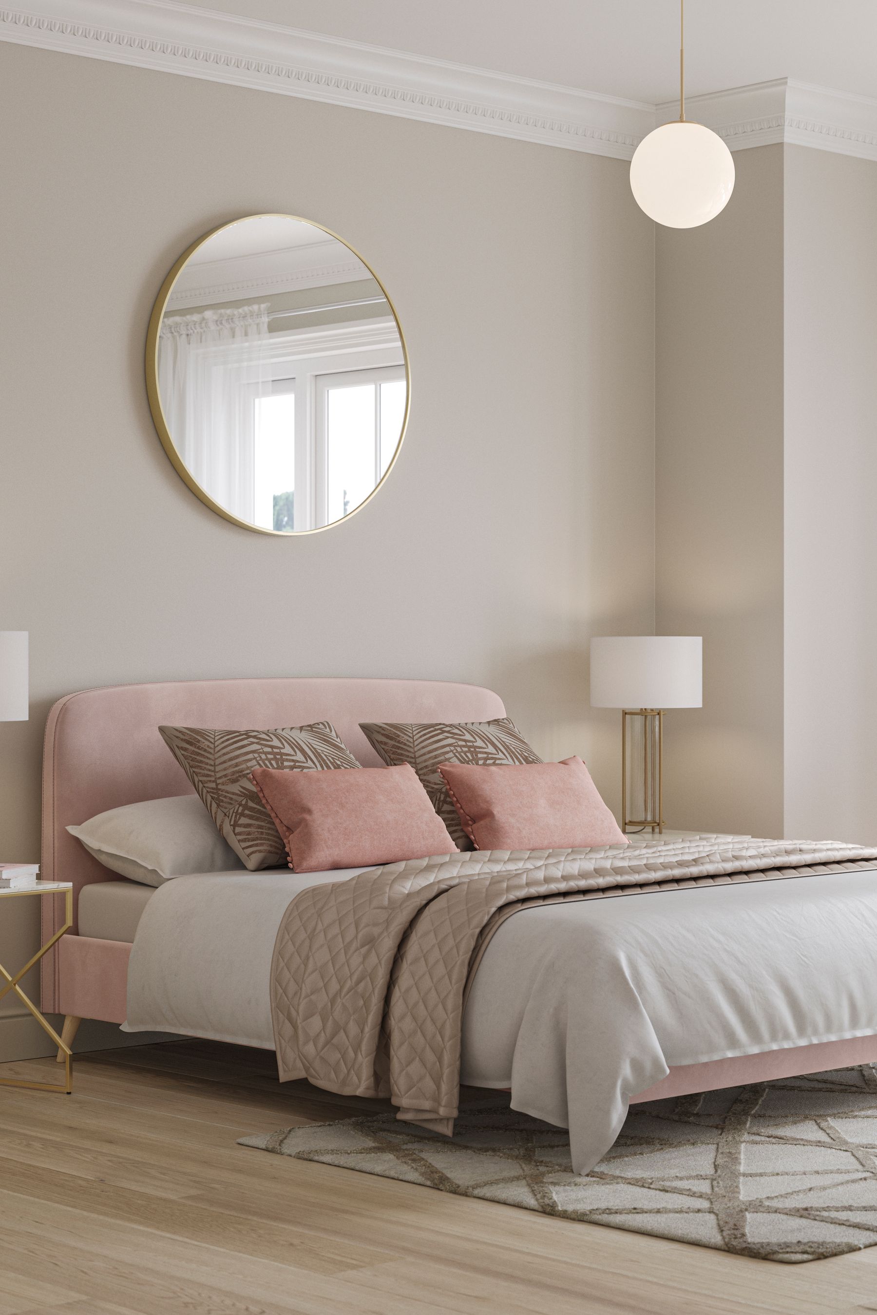 Buy Pink Blush Opulent Velvet Matson Upholstered Bed Bed Frame from the