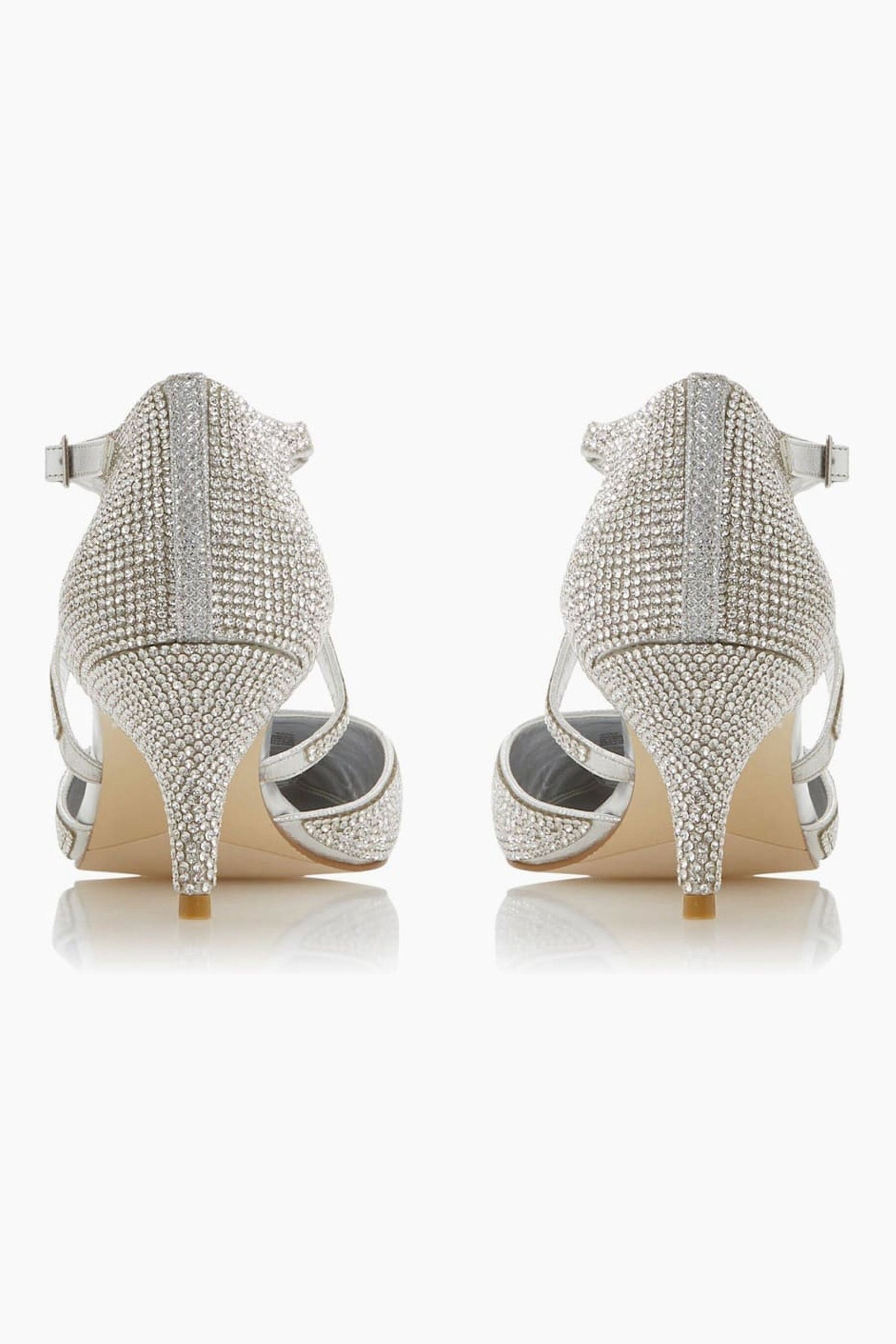 Buy Dune London Captivated Silver Crystal Embellished Kitten Heel Shoes from Next Ireland