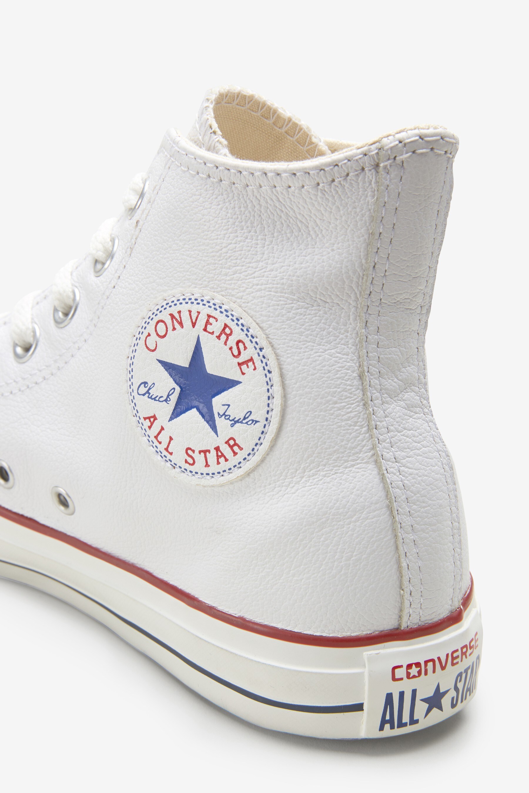 converse white leather trainers size 4