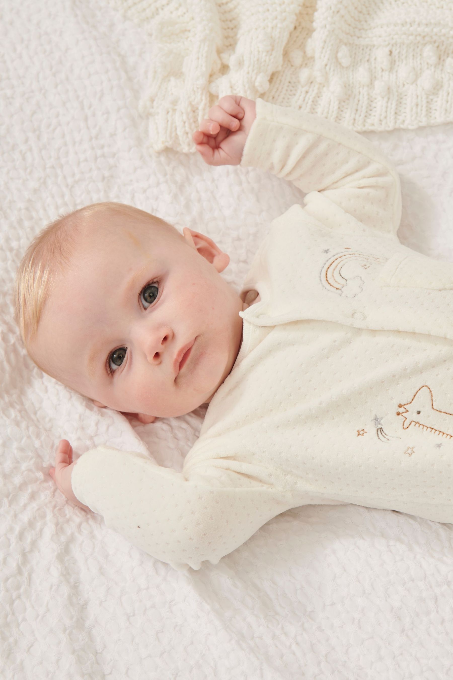 Buy Giraffe Embroidered Velour Baby Sleepsuit (012mths) from Next Ireland