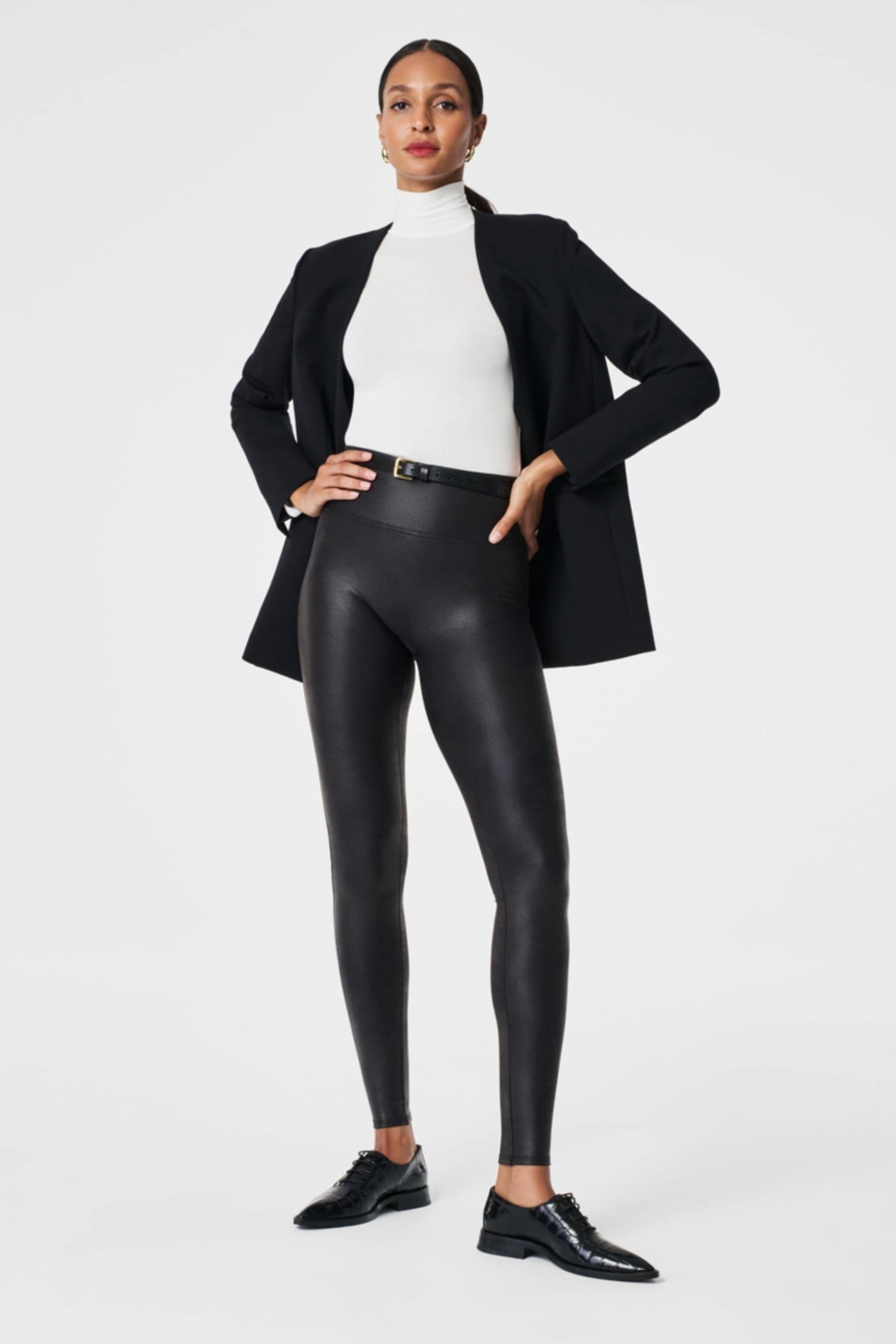 Assets By Spanx All Over Faux Leather Leggings Black High Waist Womens 1X