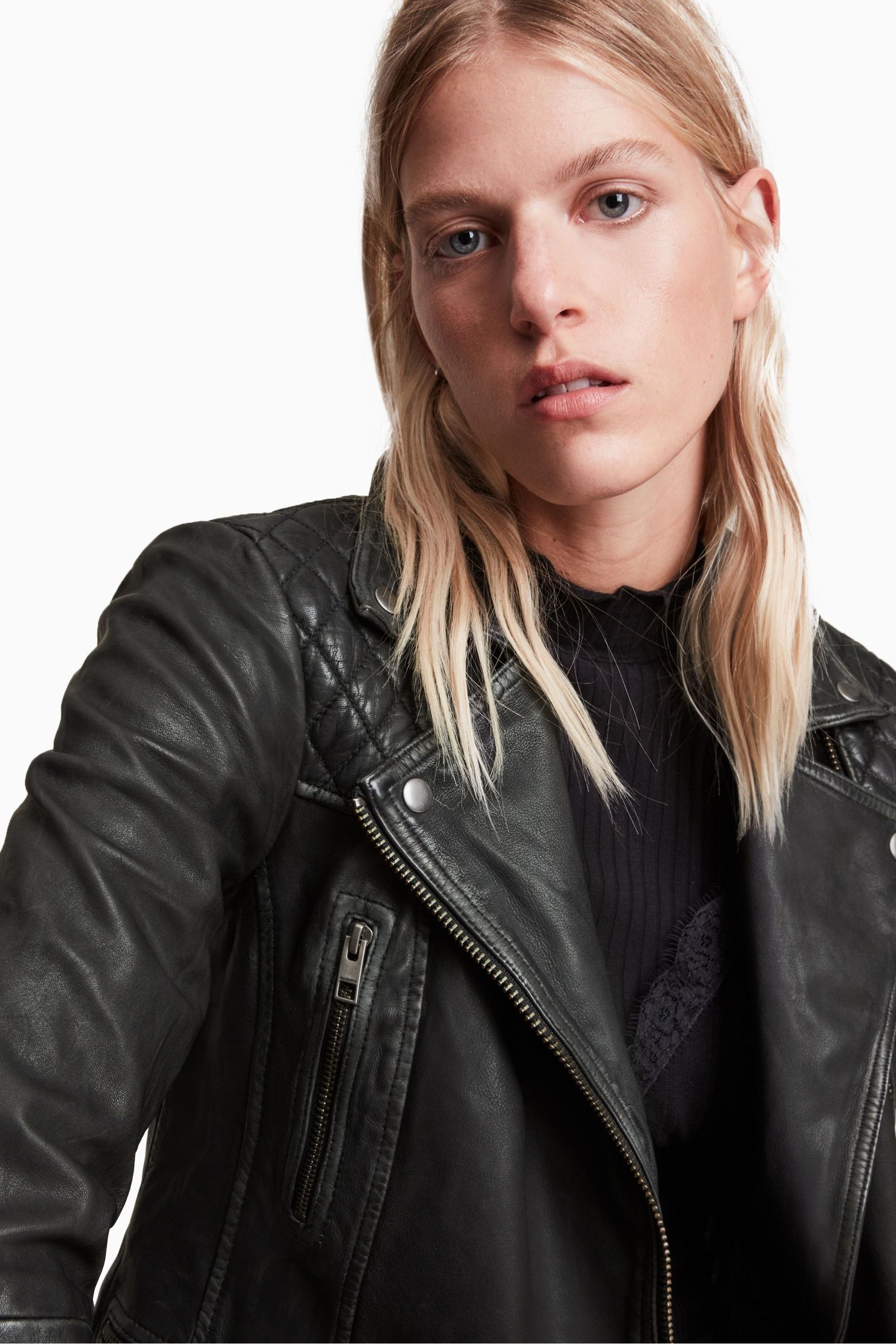 Buy AllSaints Black Cargo Leather Biker Jacket from the Next UK online shop