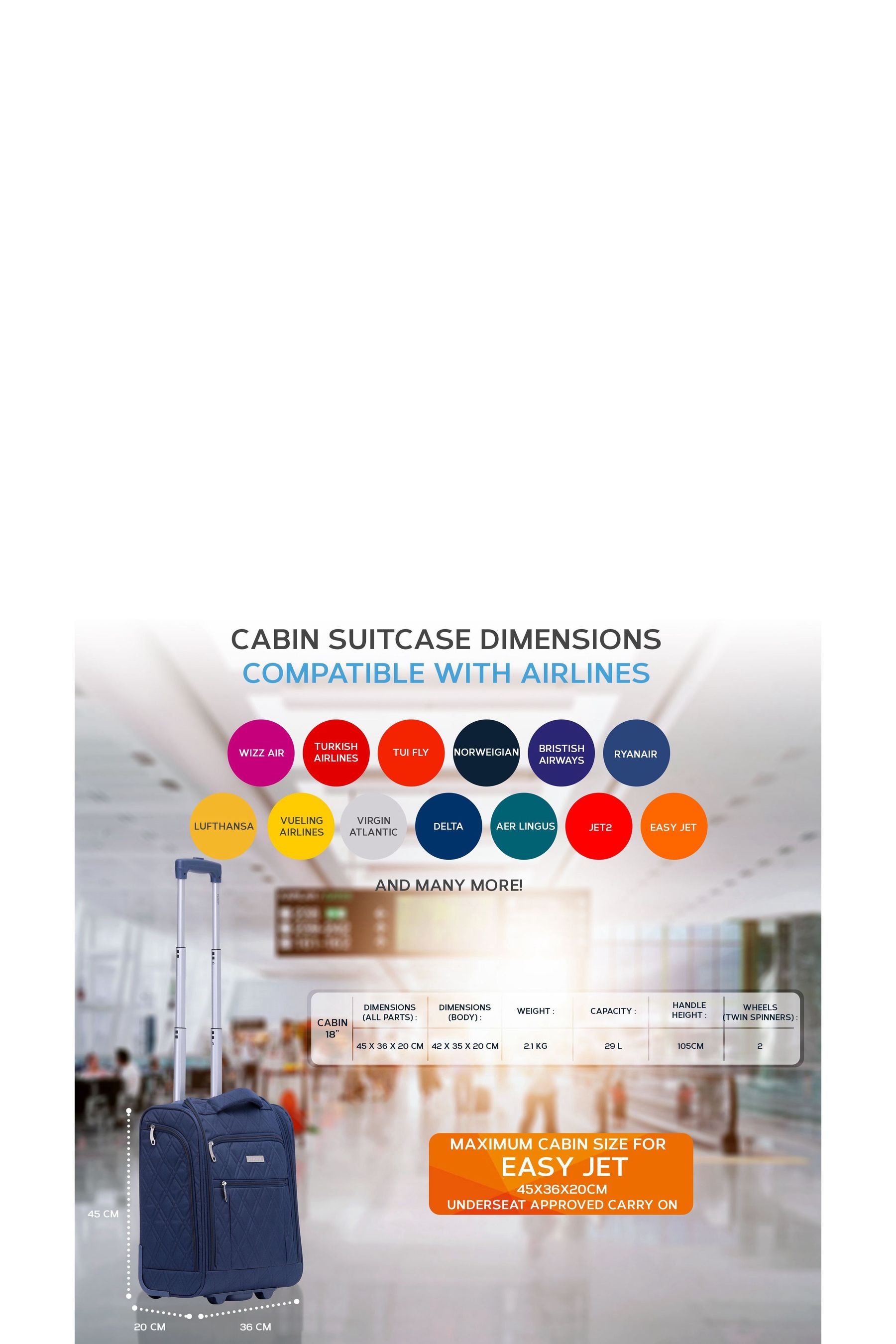 Buy Flight Knight 45x36x20cm EasyJet Underseat Soft Case Cabin Carry On