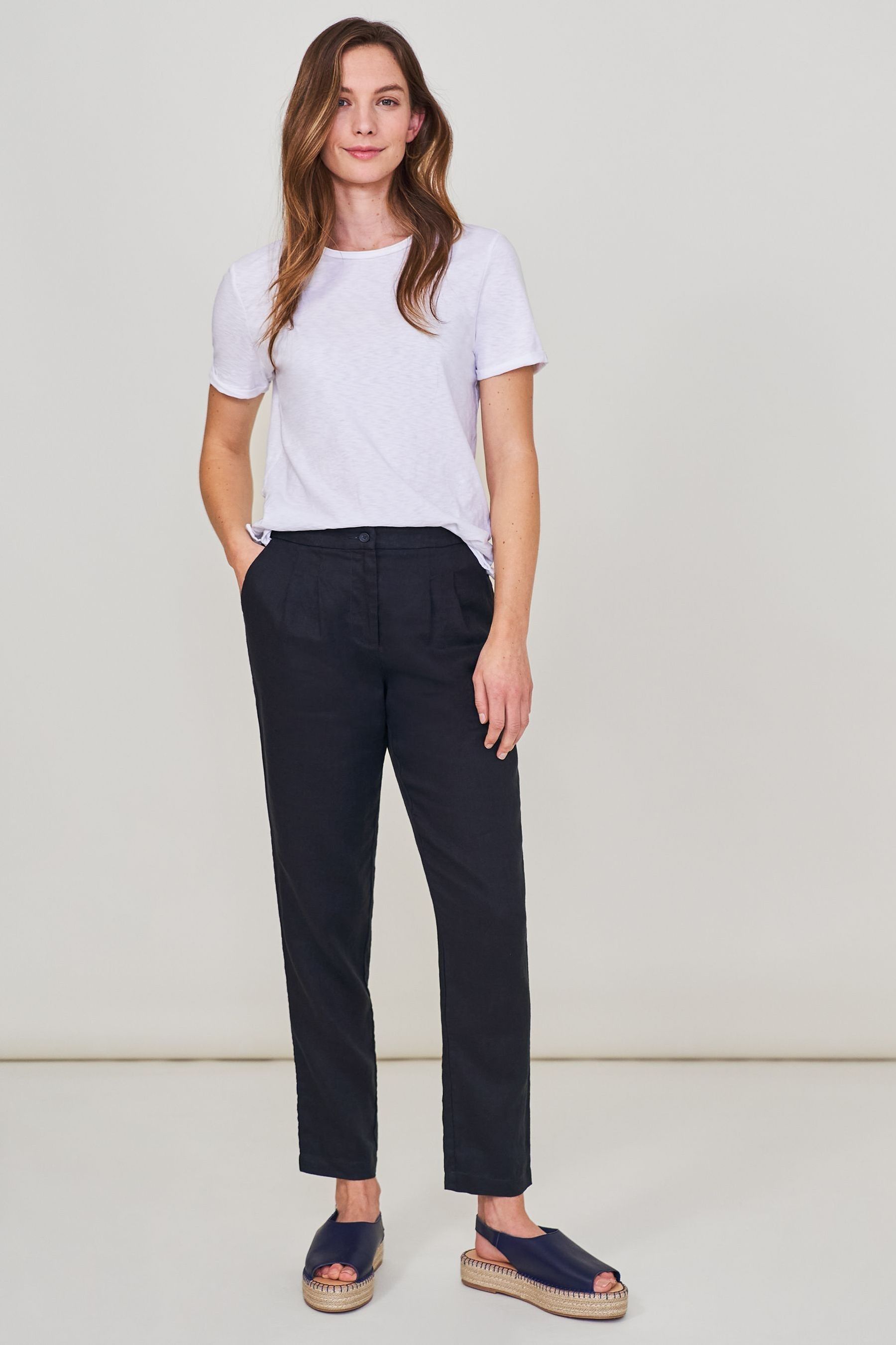 Buy White Stuff Navy Maddie Linen Trousers from Next Ireland