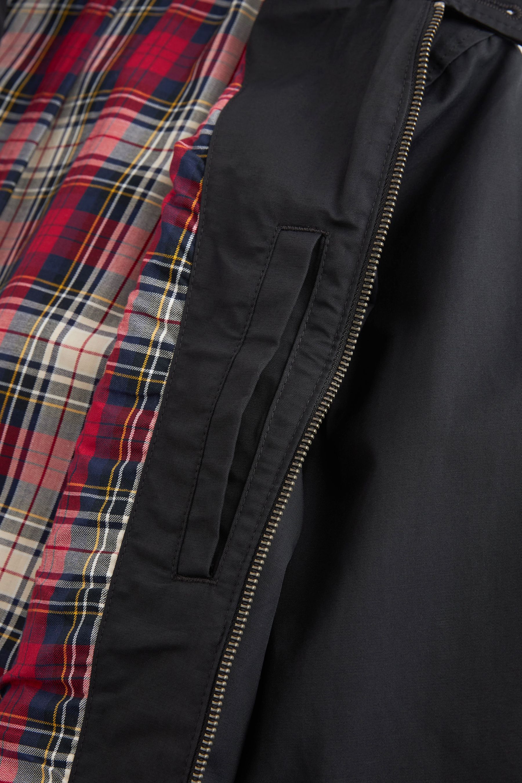 Buy Black Shower Resistant Check Lining Harrington Jacket from Next Ireland