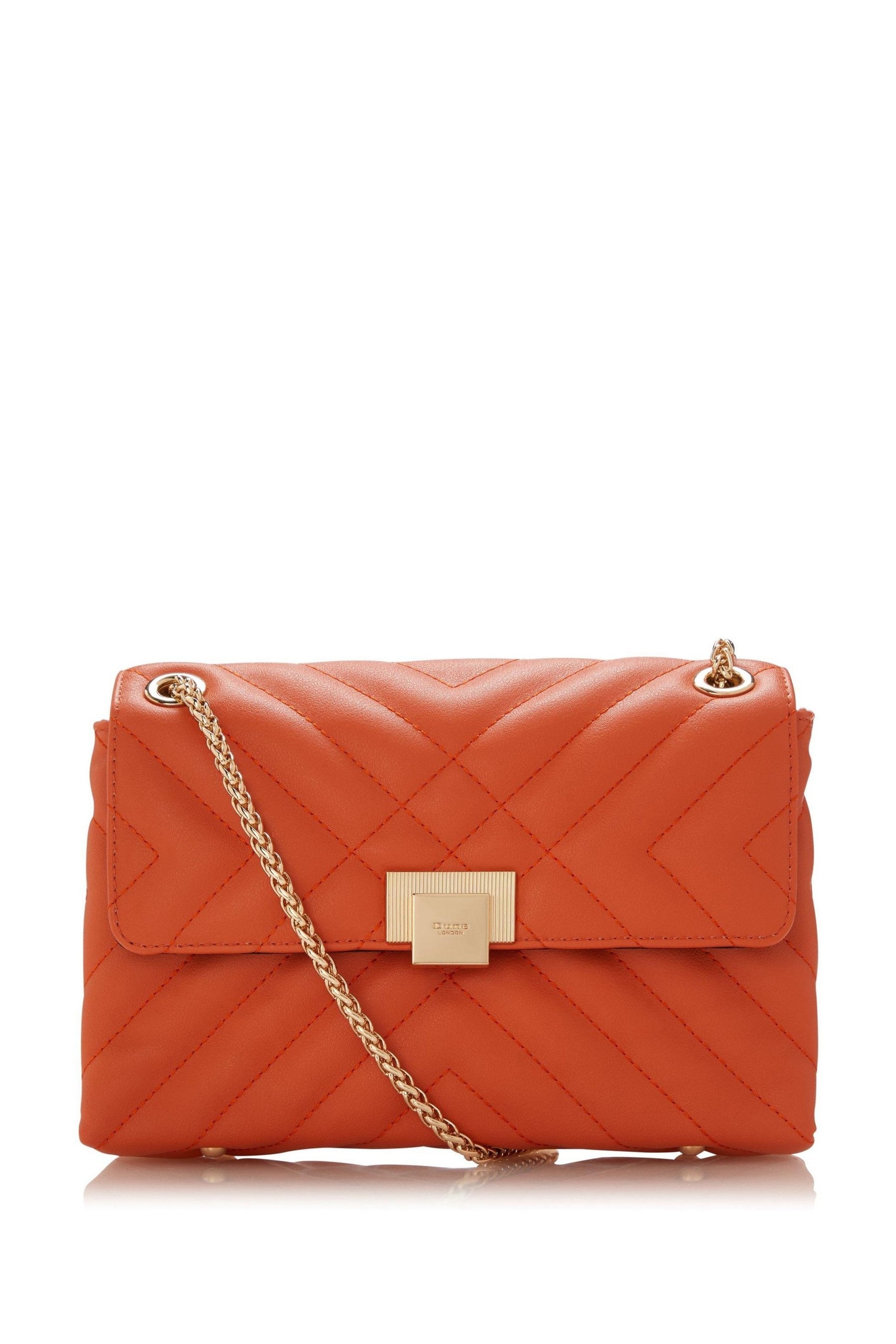 Buy Dune London Orange Dorchester Small Quilted Shoulder Bag from the ...