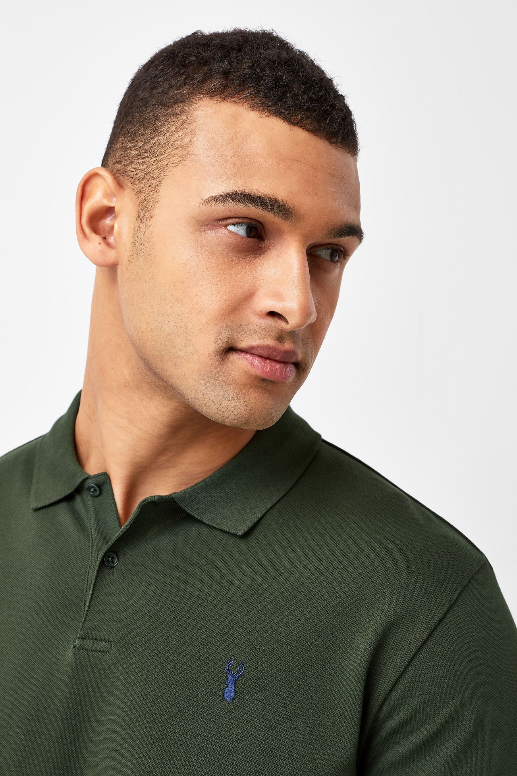 Buy Dark Khaki Green Long Sleeve Pique Polo Shirt from the Next UK ...
