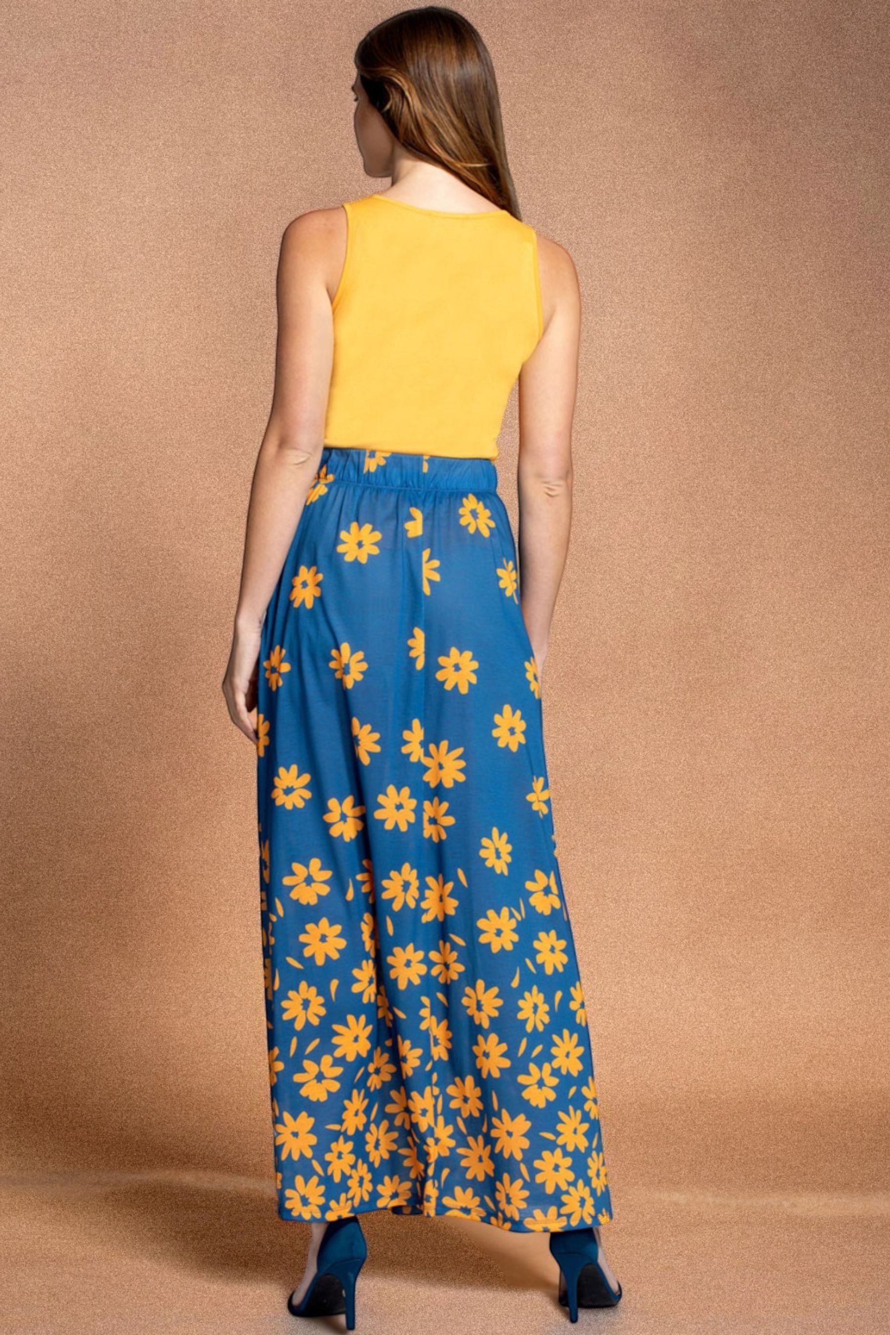 colorful pleated maxi skirt