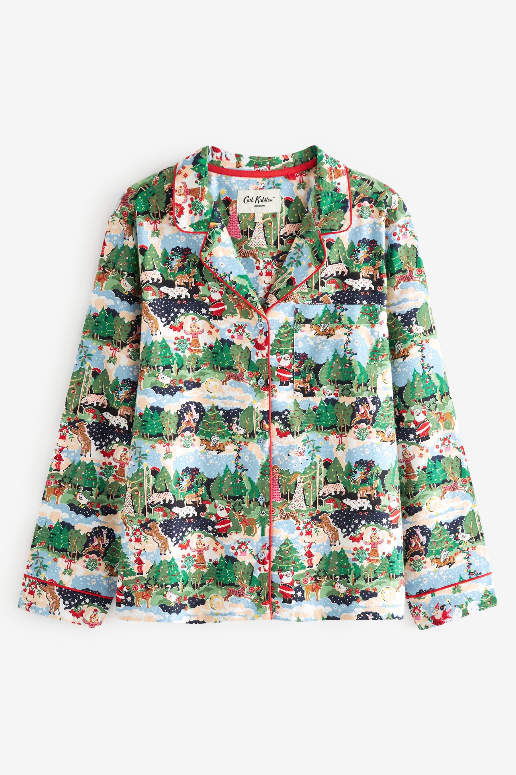 Buy Cath Kidston Womens Family Christmas Green Button Through Pjyamas