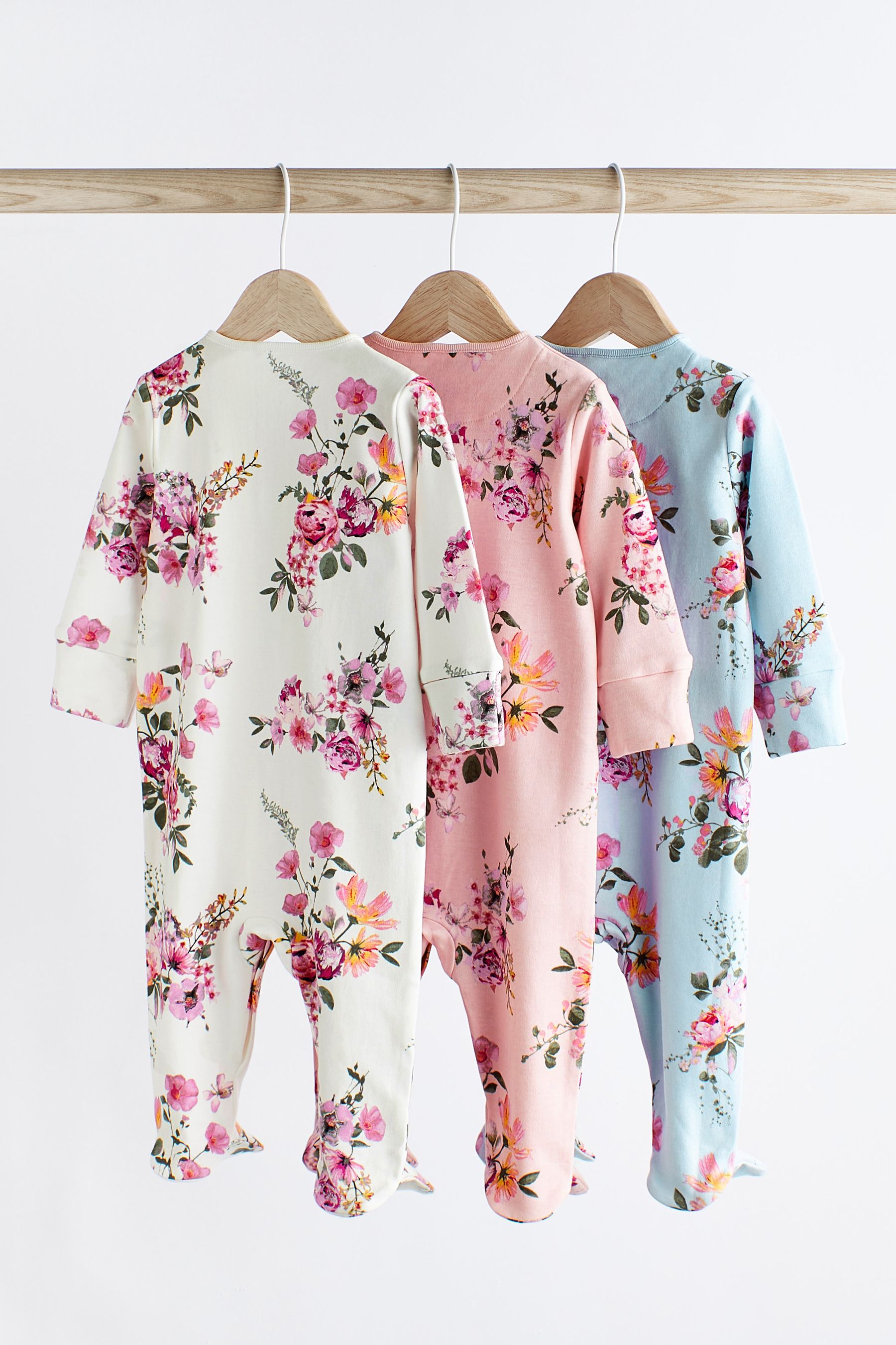 Buy 3 Pack Floral Baby Sleepsuits (0mths2yrs) from Next Ireland