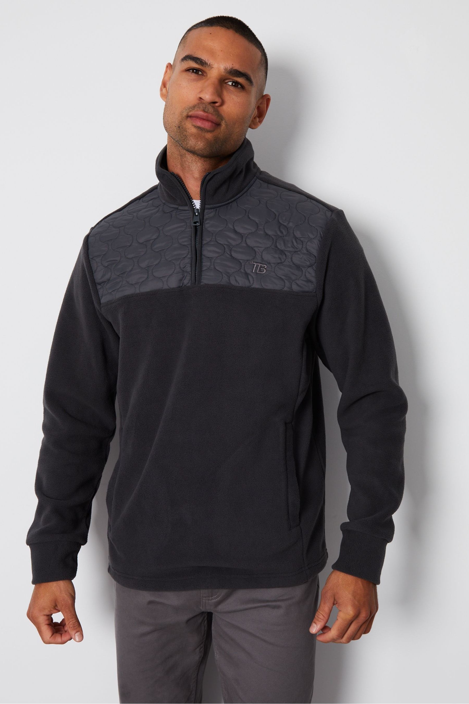 Buy Threadbare Grey 1/4 Zip Quilted Fleece Jumper from the Next UK