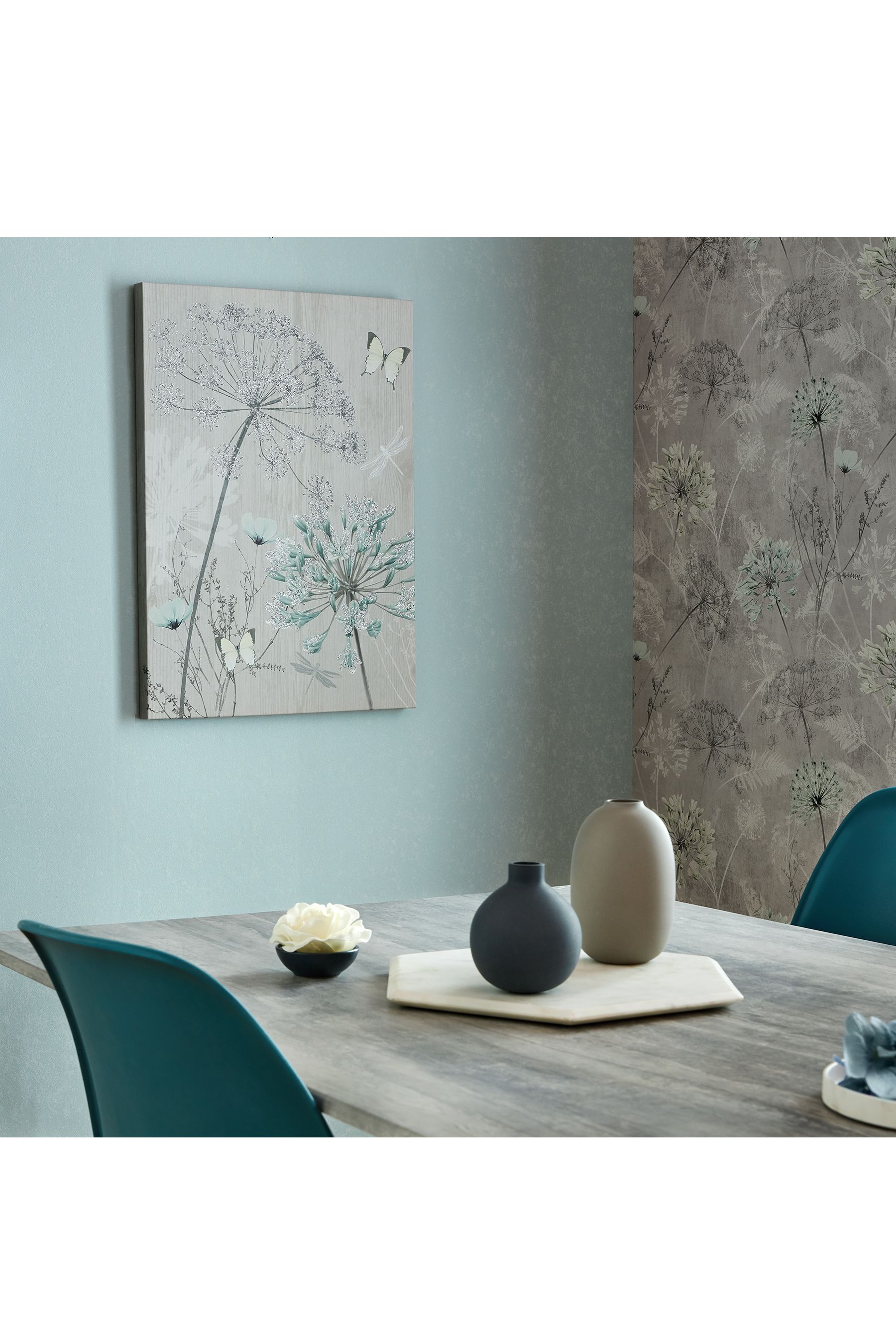 Buy Art For The Home Grey Harmony Blooms Canvas from the Next UK online