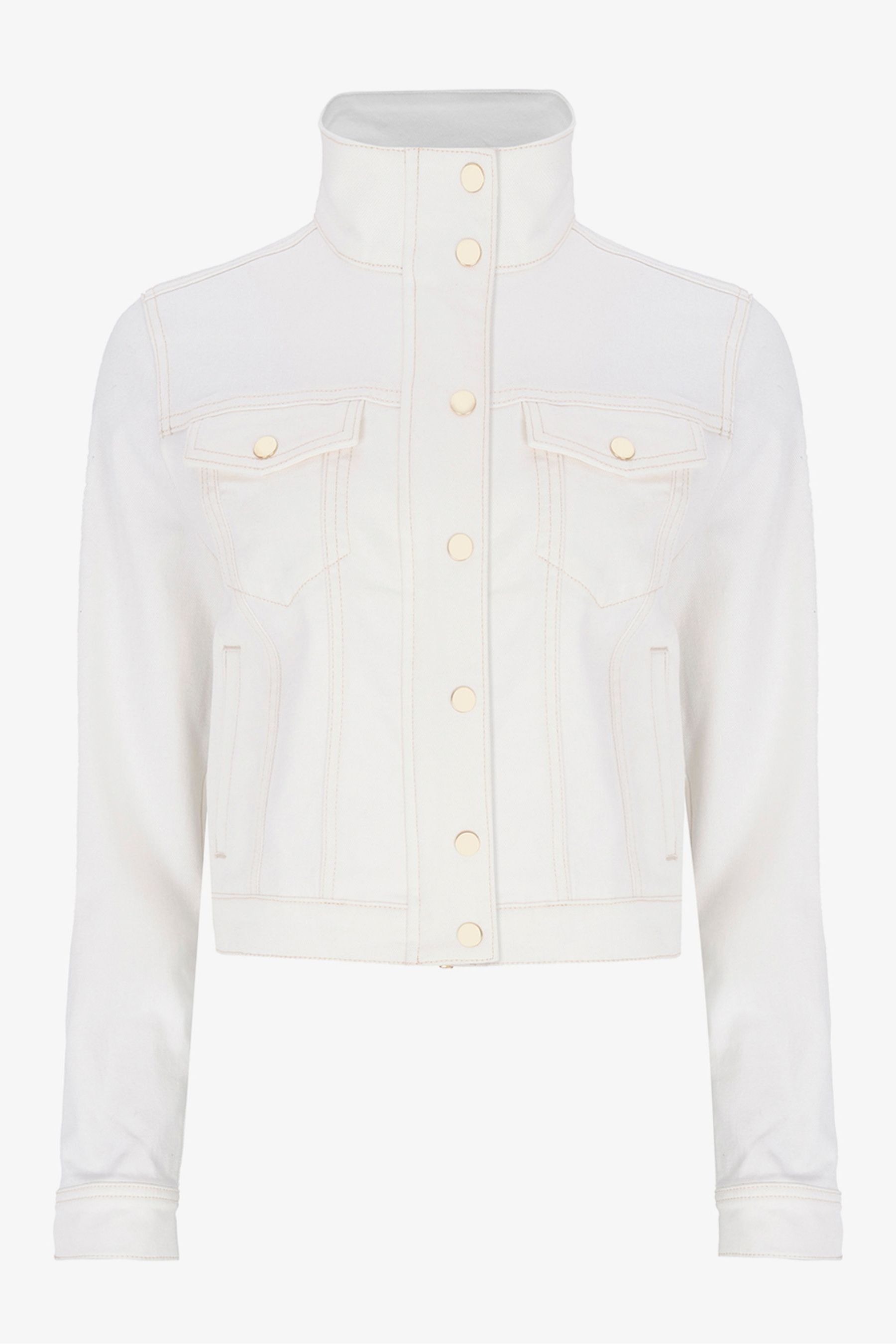 Buy Mint Velvet Funnel Neck Denim White Jacket from Next Ireland