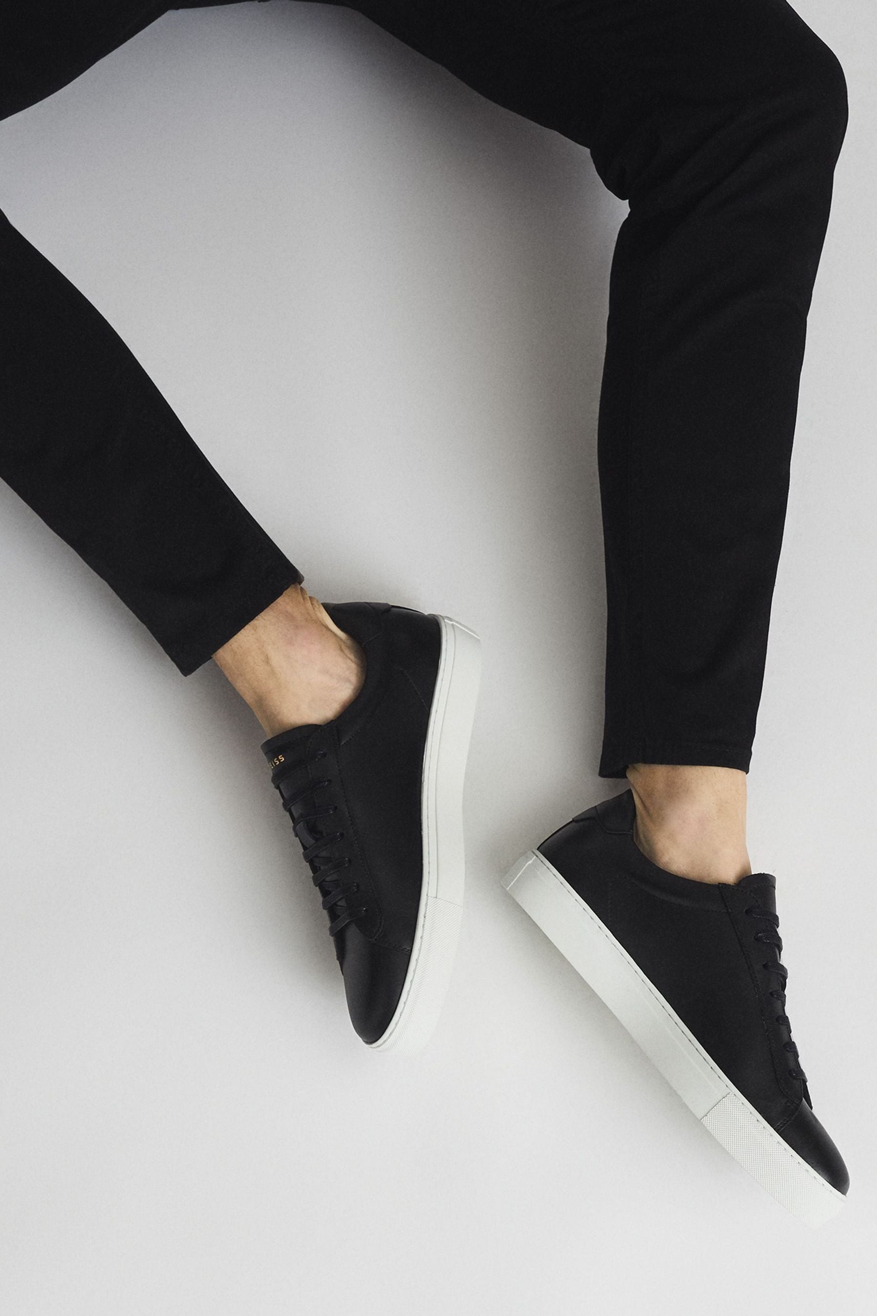 reiss leather trainers