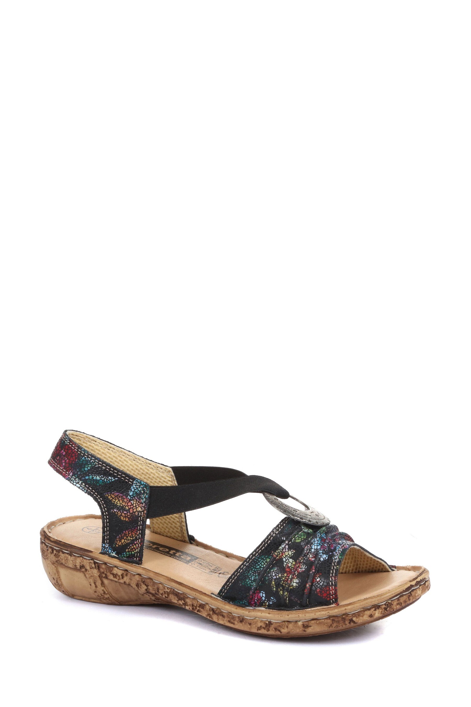 black leather womens sandals