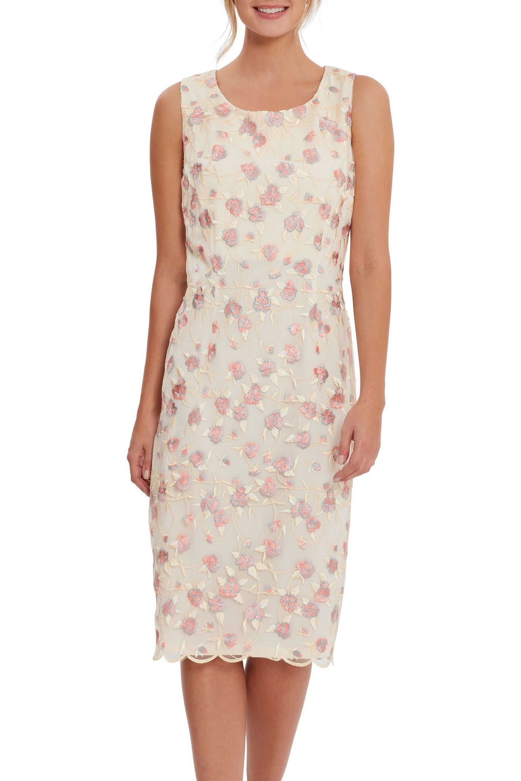 Buy Gina Bacconi Cream Hanneli Embroidered Shift Dress from Next Ireland