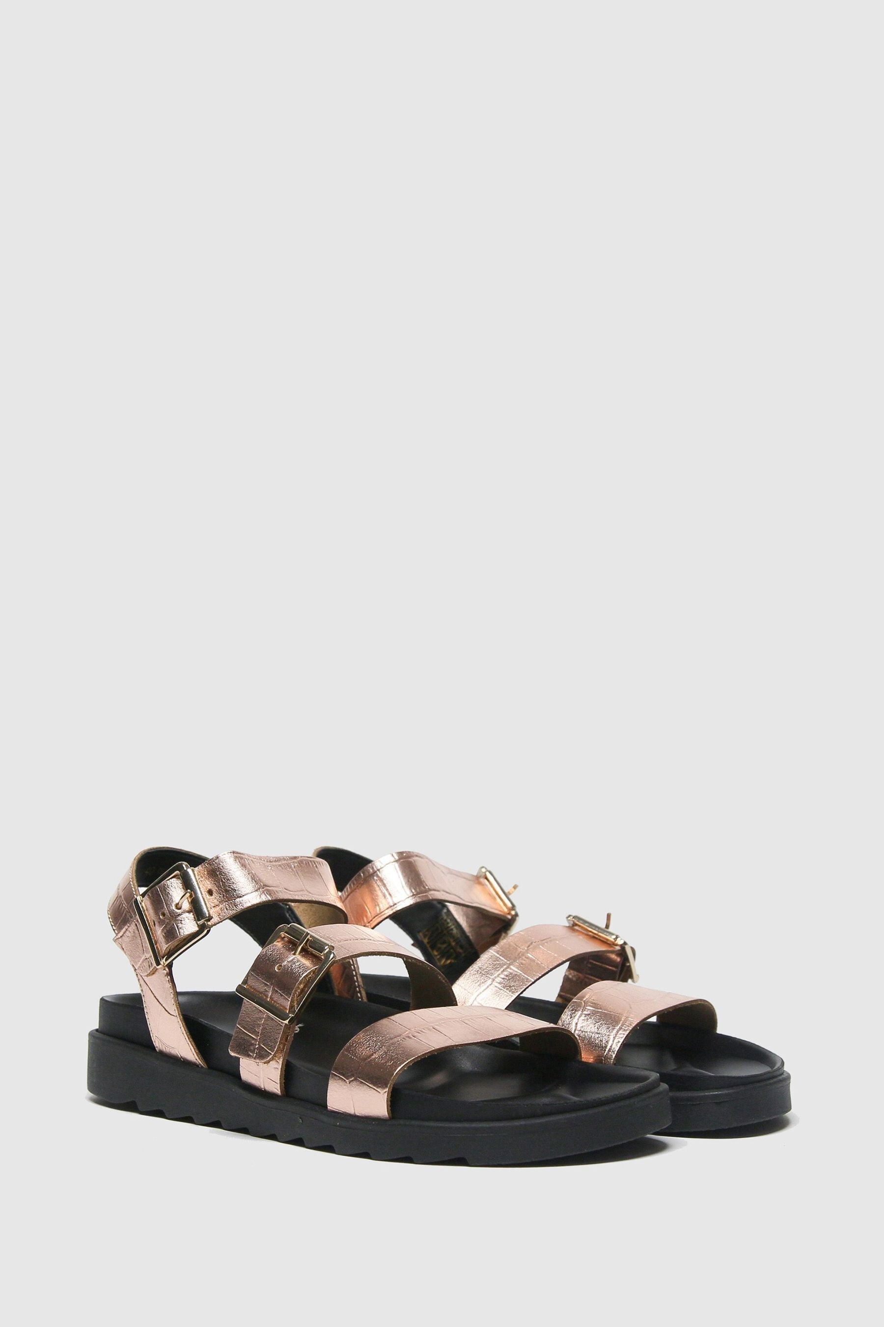 schuh chaser leather chunky buckle sandals in black