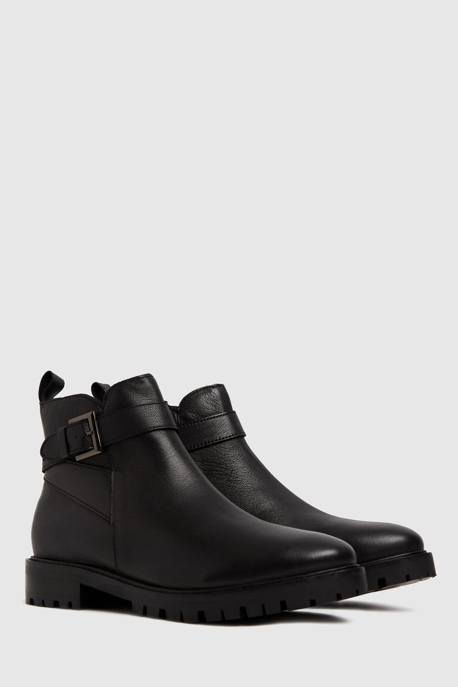 schuh caitlin ankle boot with buckle in black