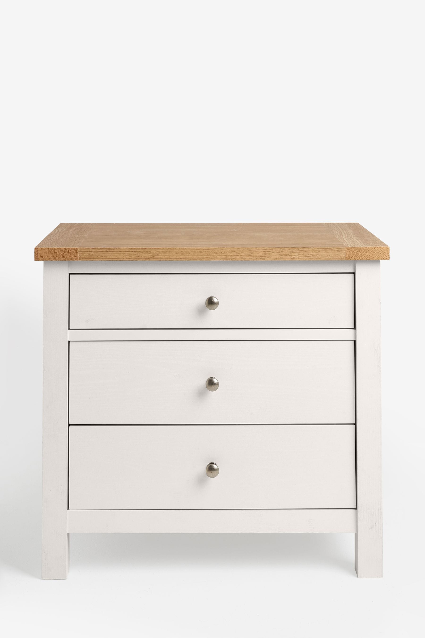 Buy Chalk White Malvern Paint Effect 3 Drawer Wide Bedside Table from Next Ireland