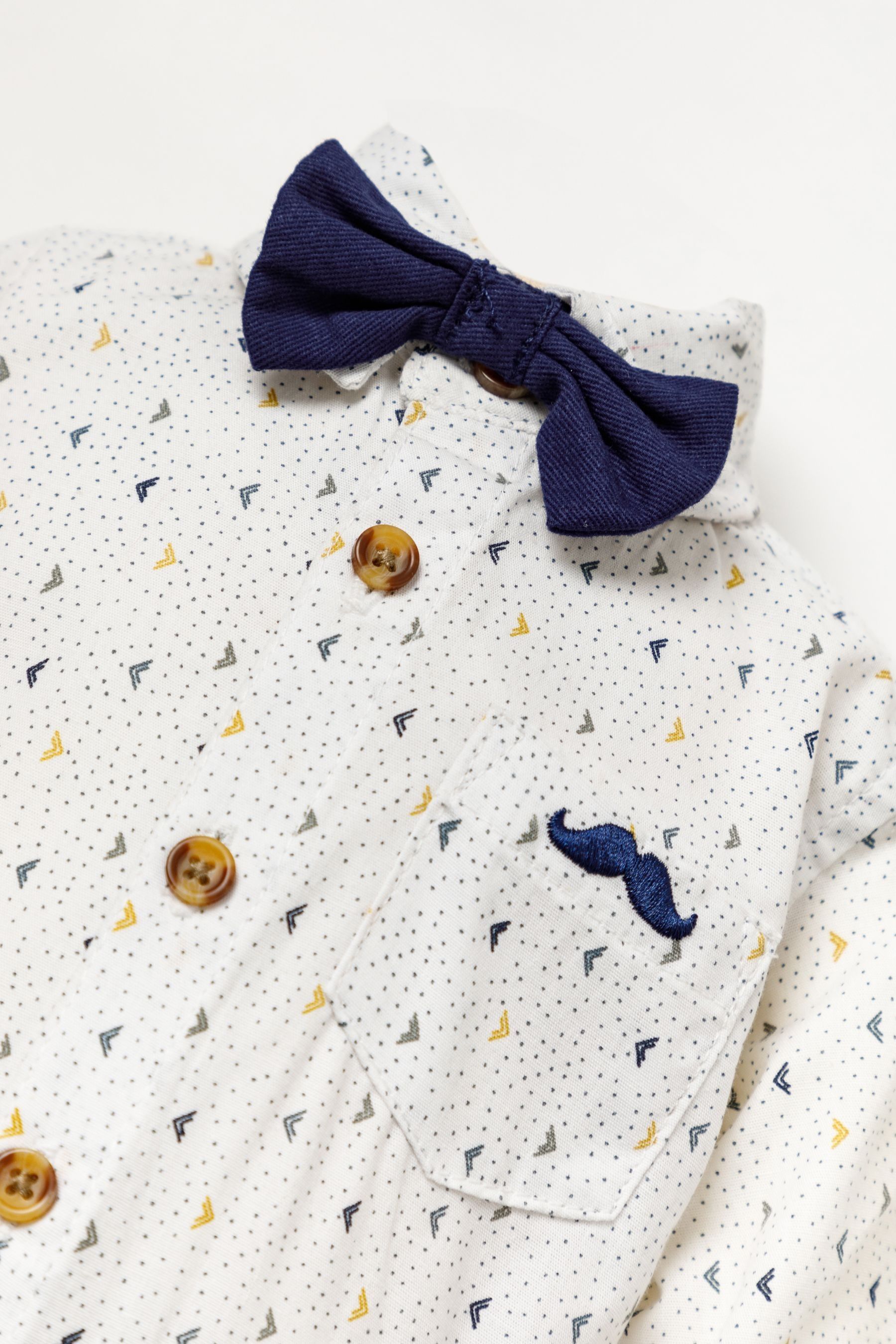 Buy Little Gent Brown Shirt Bodysuit, Bowtie, Trouser And Braces 3