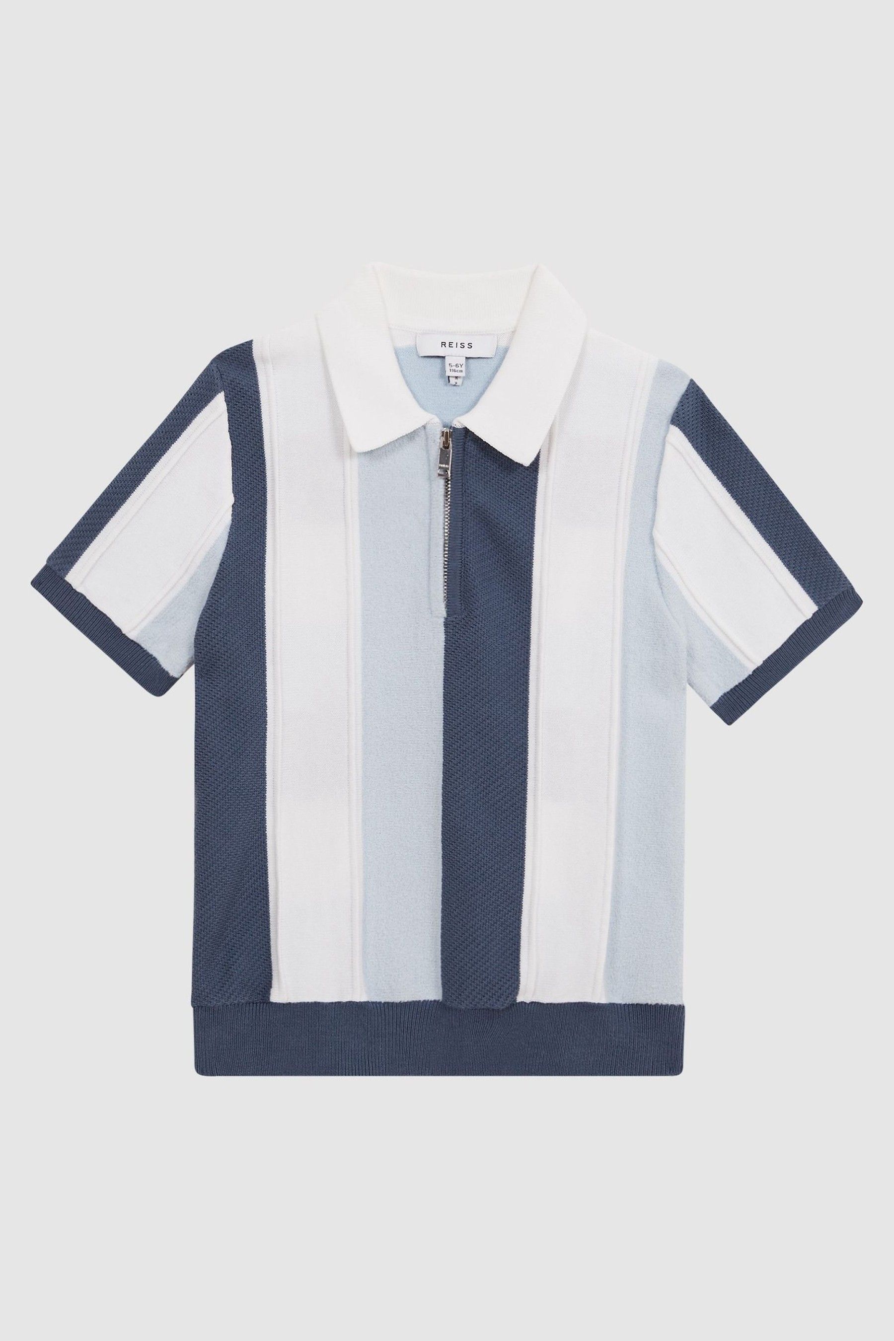Buy Reiss Airforce Blue Herald Senior Half Zip Colourblock Polo T-Shirt ...