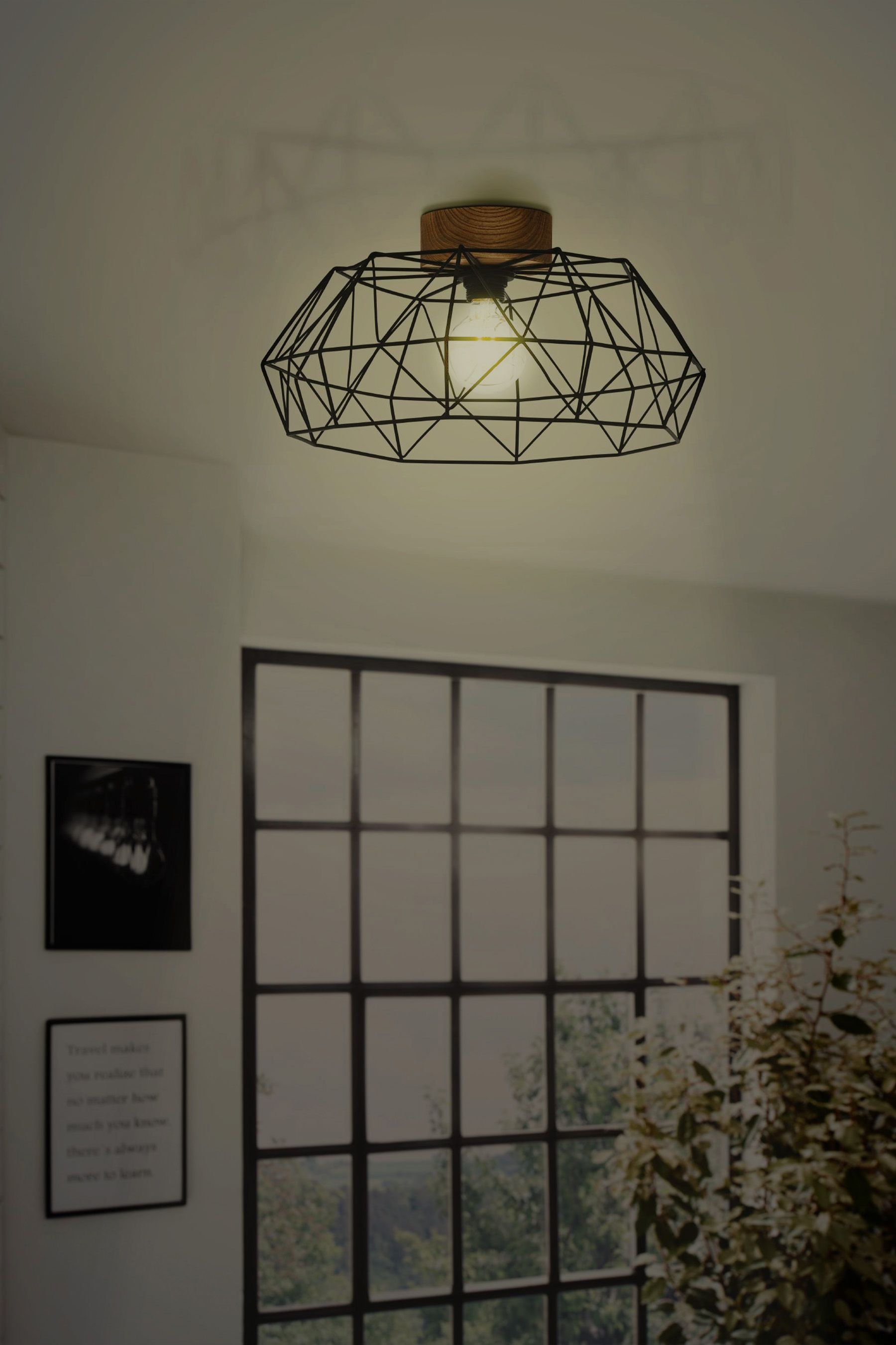 Buy Eglo Black Padstow 1 Light Industrial Ceiling Light from the Next