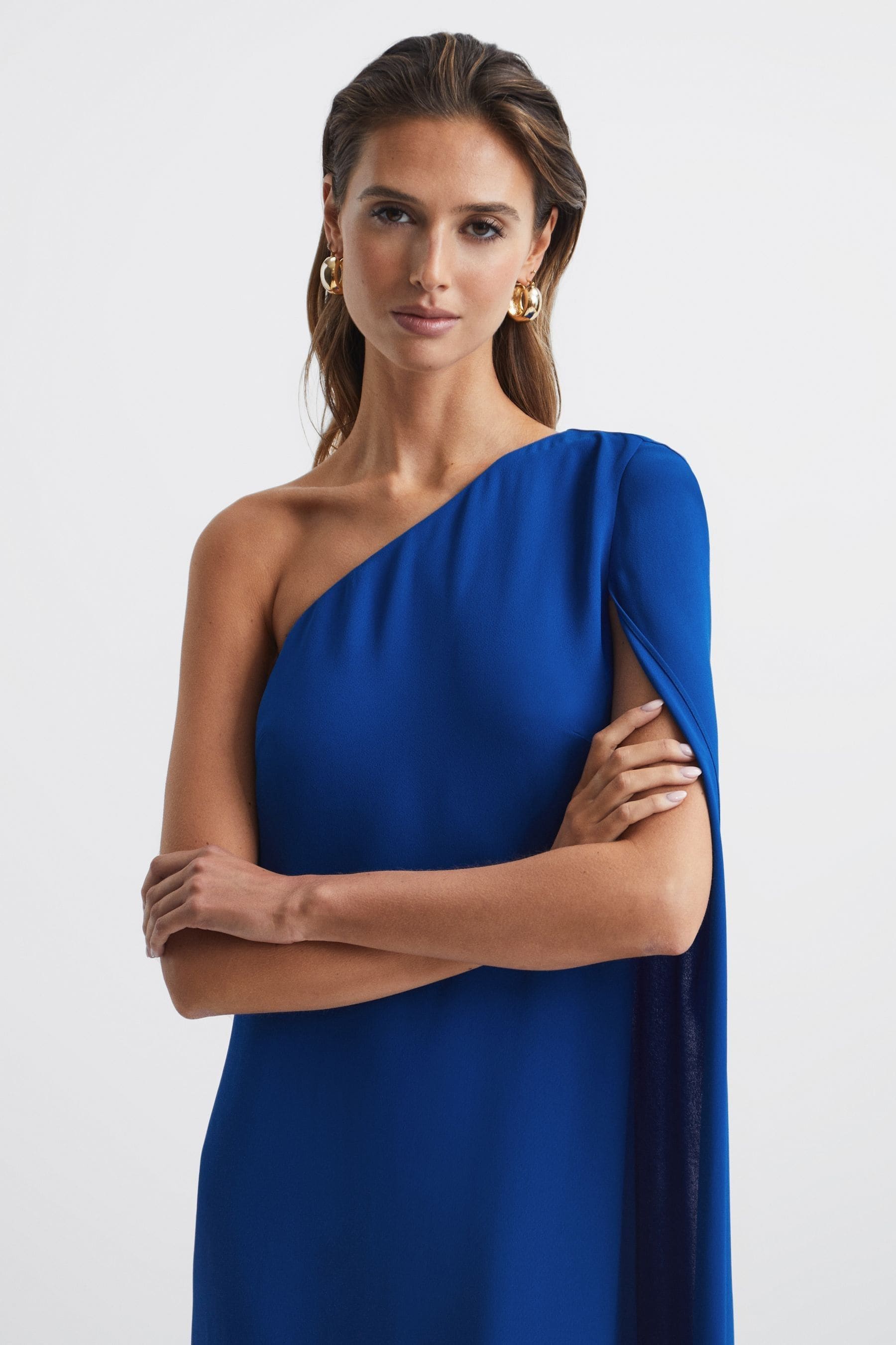 Buy Reiss Nina Cape One Shoulder Maxi Dress from the Next UK online shop