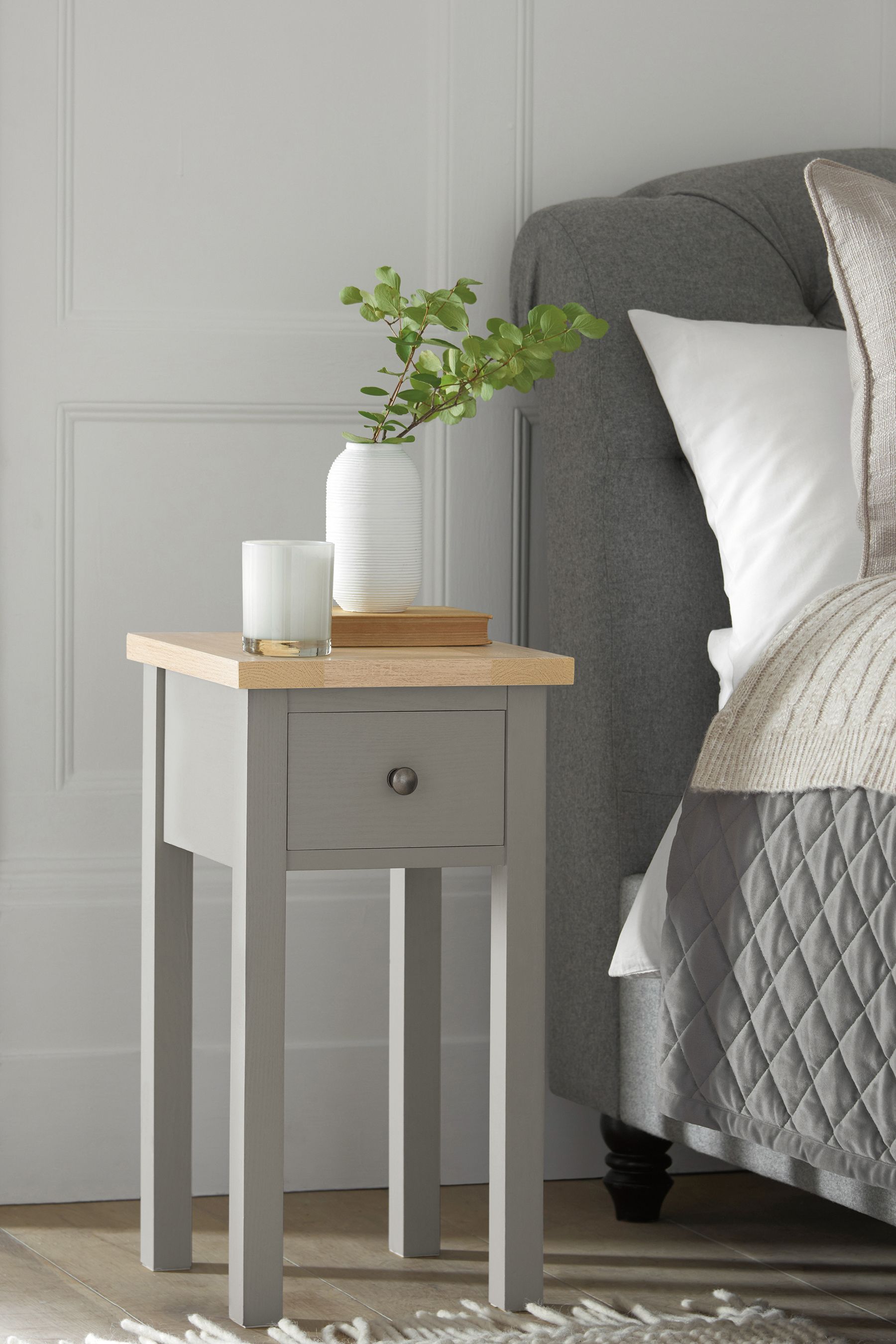 Buy Dove Grey Malvern Paint Effect 1 Drawer Slim Bedside Table from the Next UK online shop