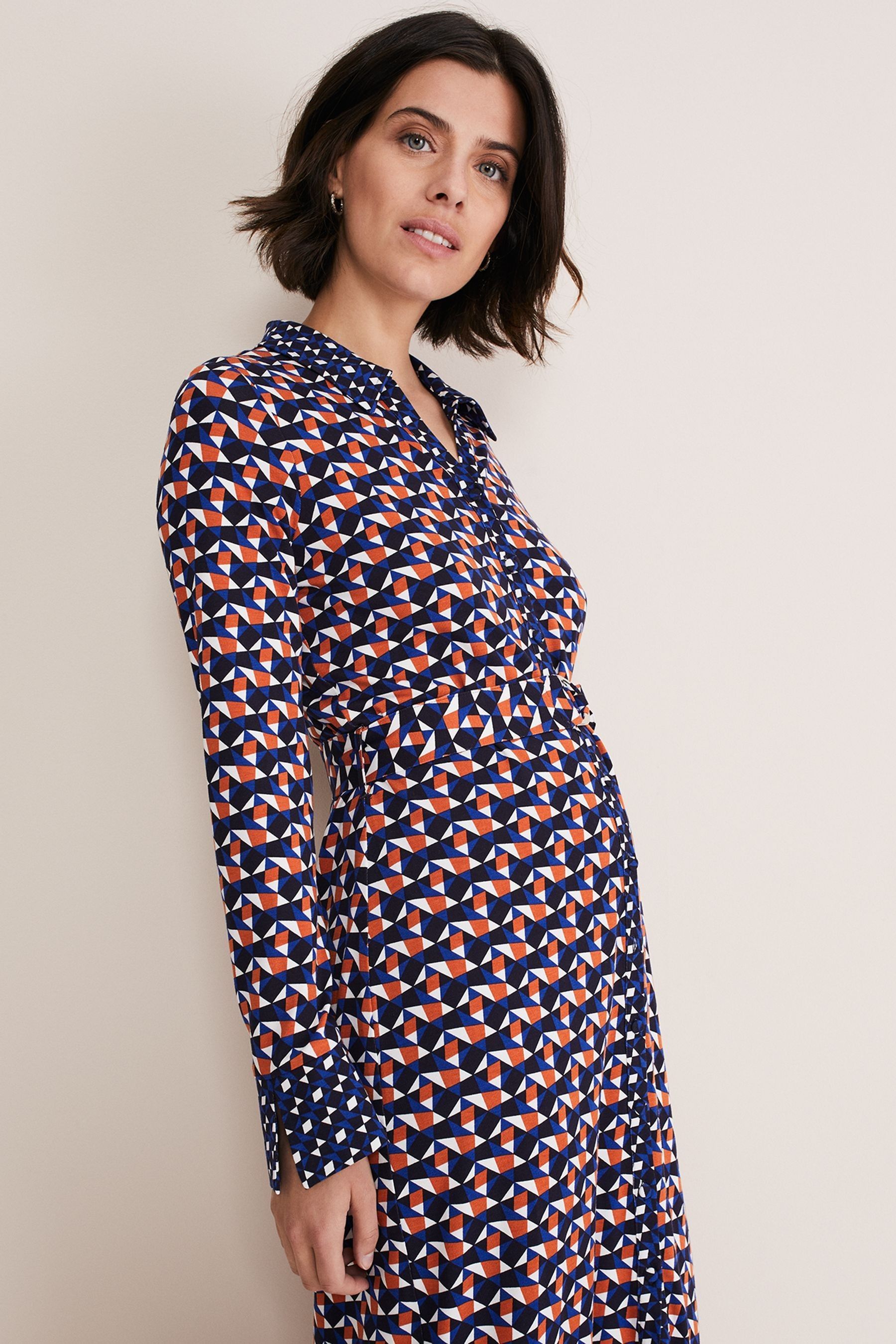 Buy Phase Eight Blue Amel Geo Fitted Jersey Dress from Next Ireland