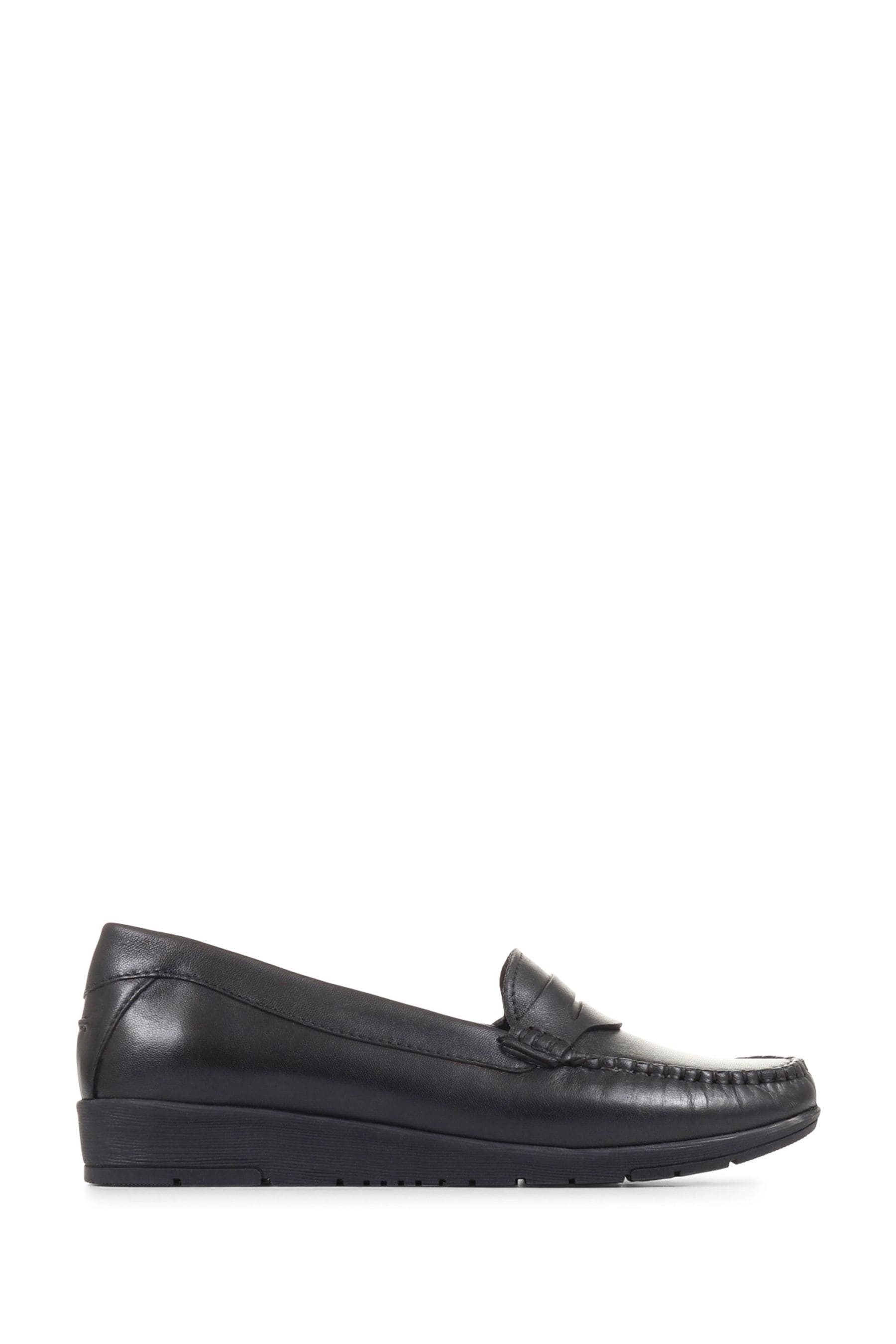 Buy Pavers Wide Fit Leather Penny Black Loafers from the Next UK online ...
