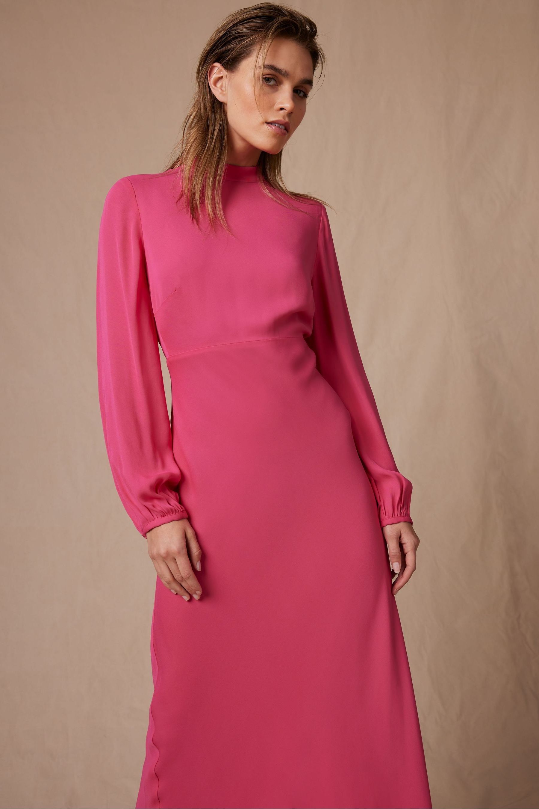 Buy Mint Velvet Pink Long Sleeve Midi Dress from Next Ireland
