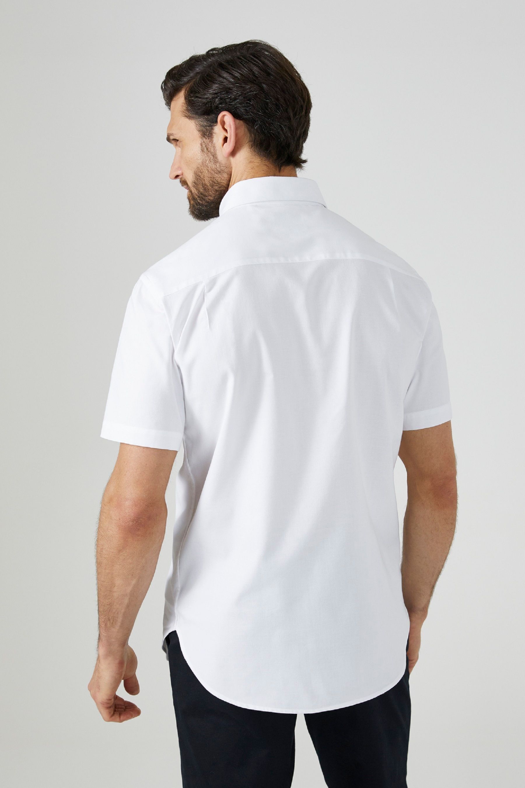 Buy Skopes Tailored Fit White Pinpoint Oxford Short Sleeve Formal Shirt