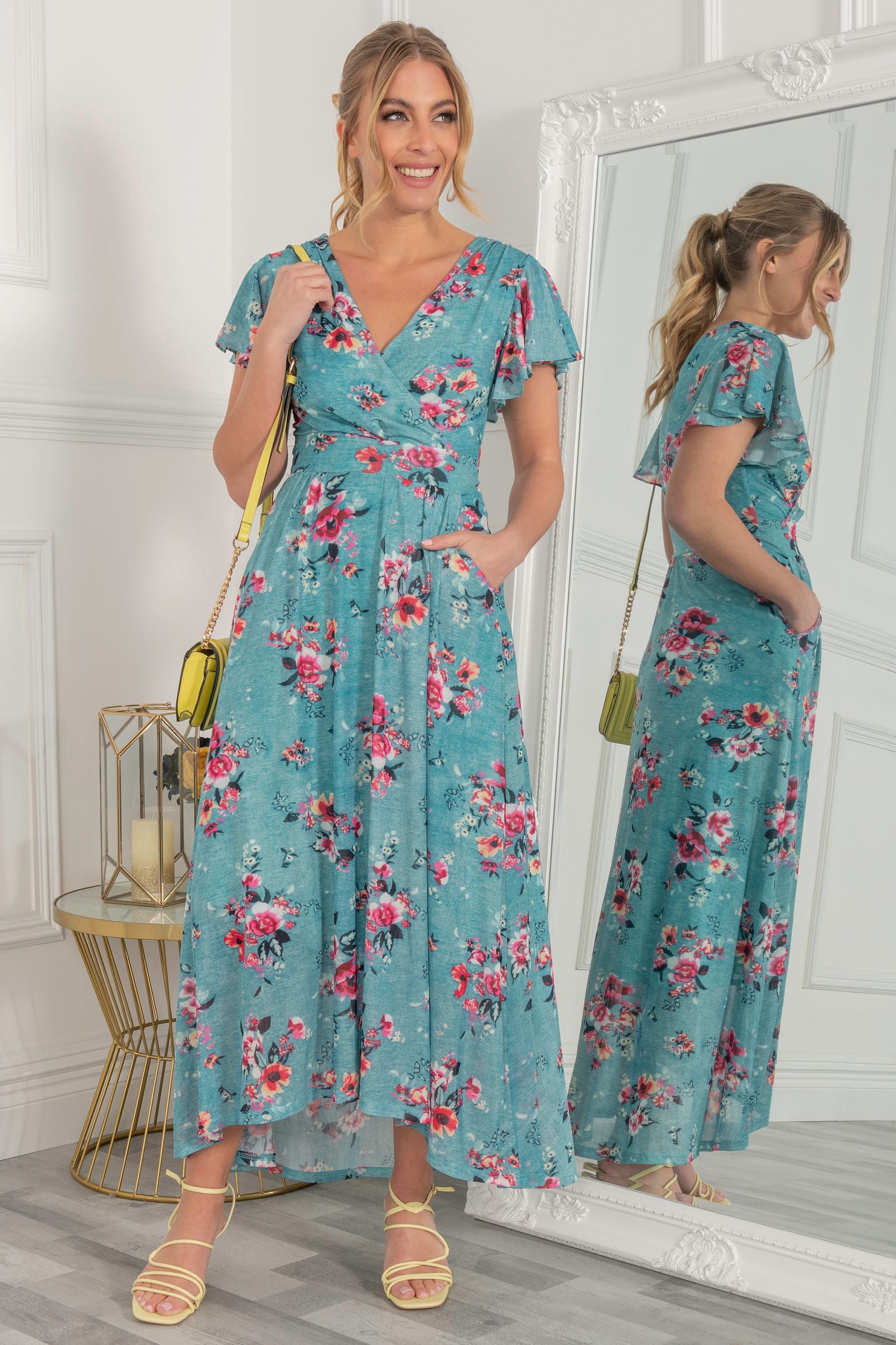 Buy Jolie Moi Green Eliza Dip Hem Mesh Maxi Dress from the Next UK ...