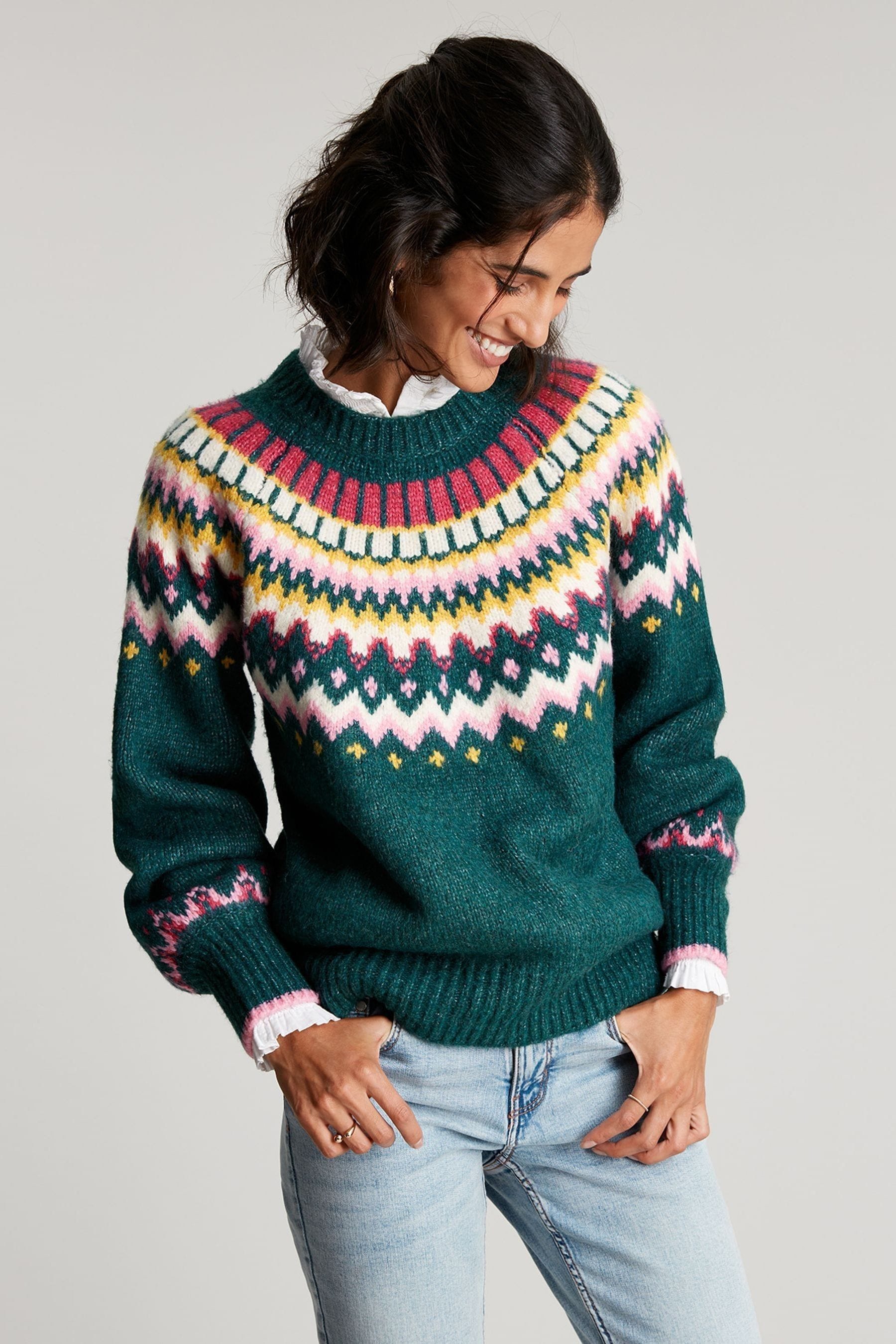 Buy Joules Green Allie Fair Isle Jumper from Next Ireland