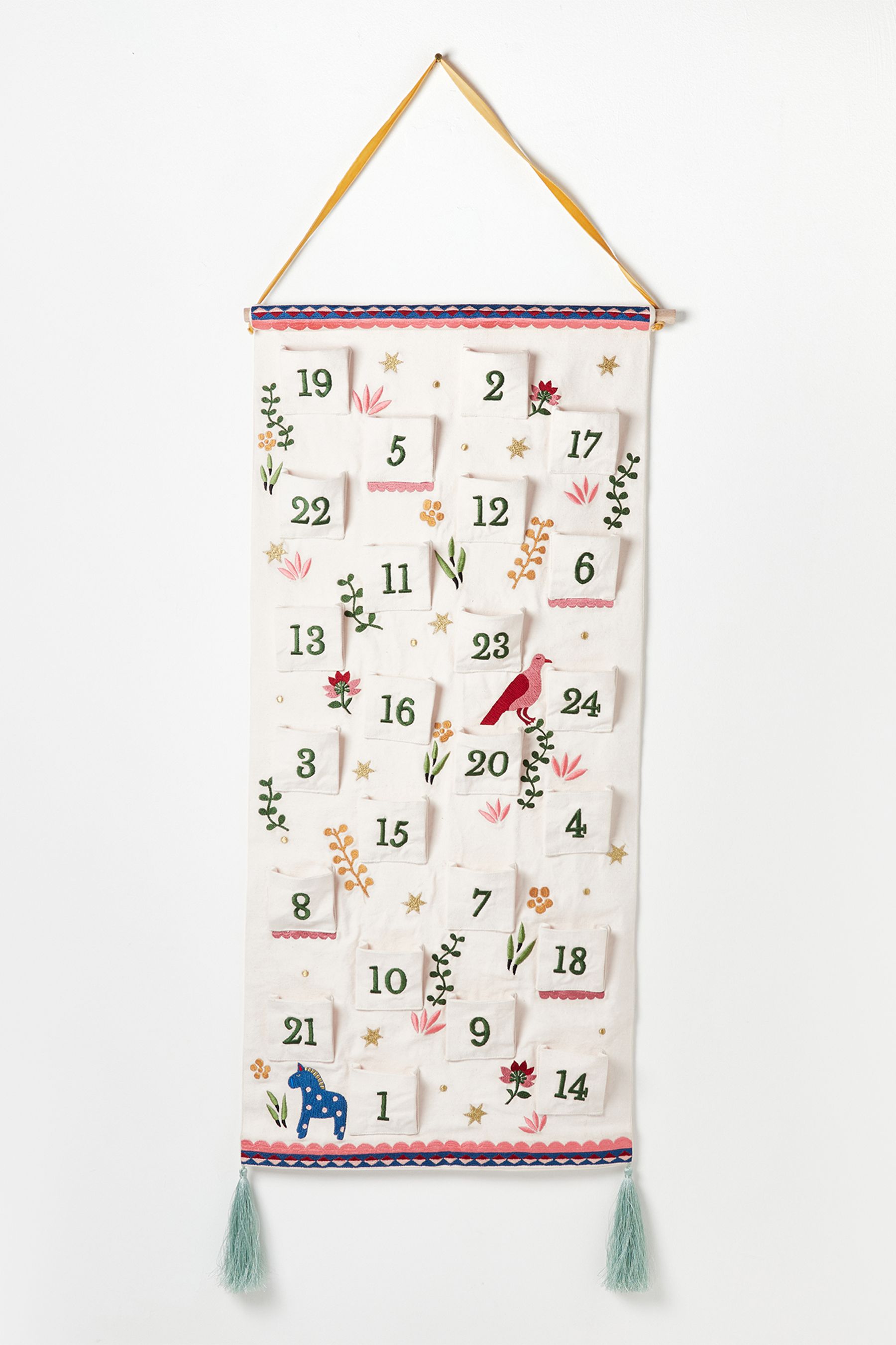 Buy Oliver Bonas Embroidered White Fabric Advent Calendar from the Next