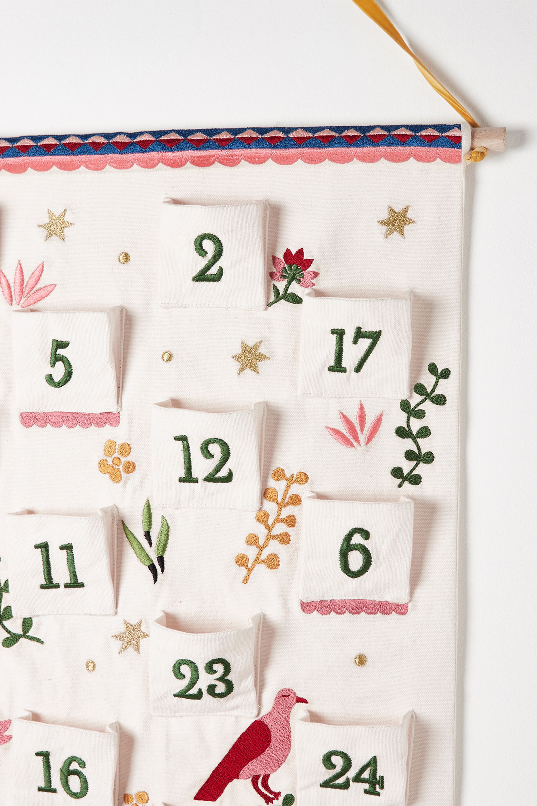 Buy Oliver Bonas Embroidered White Fabric Advent Calendar from the Next