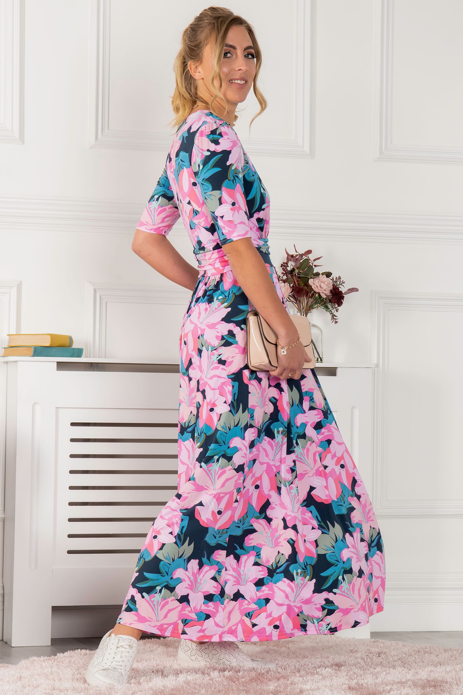 Buy Jolie Moi Pink Freya Floral Print Maxi Dress from Next Ireland