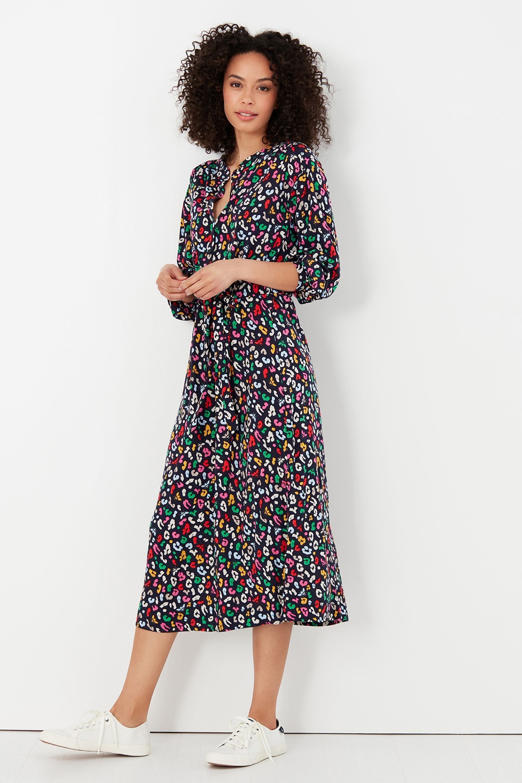 Buy Joules Blue Zoey Frill Neck Long Shirt Dress from Next Poland
