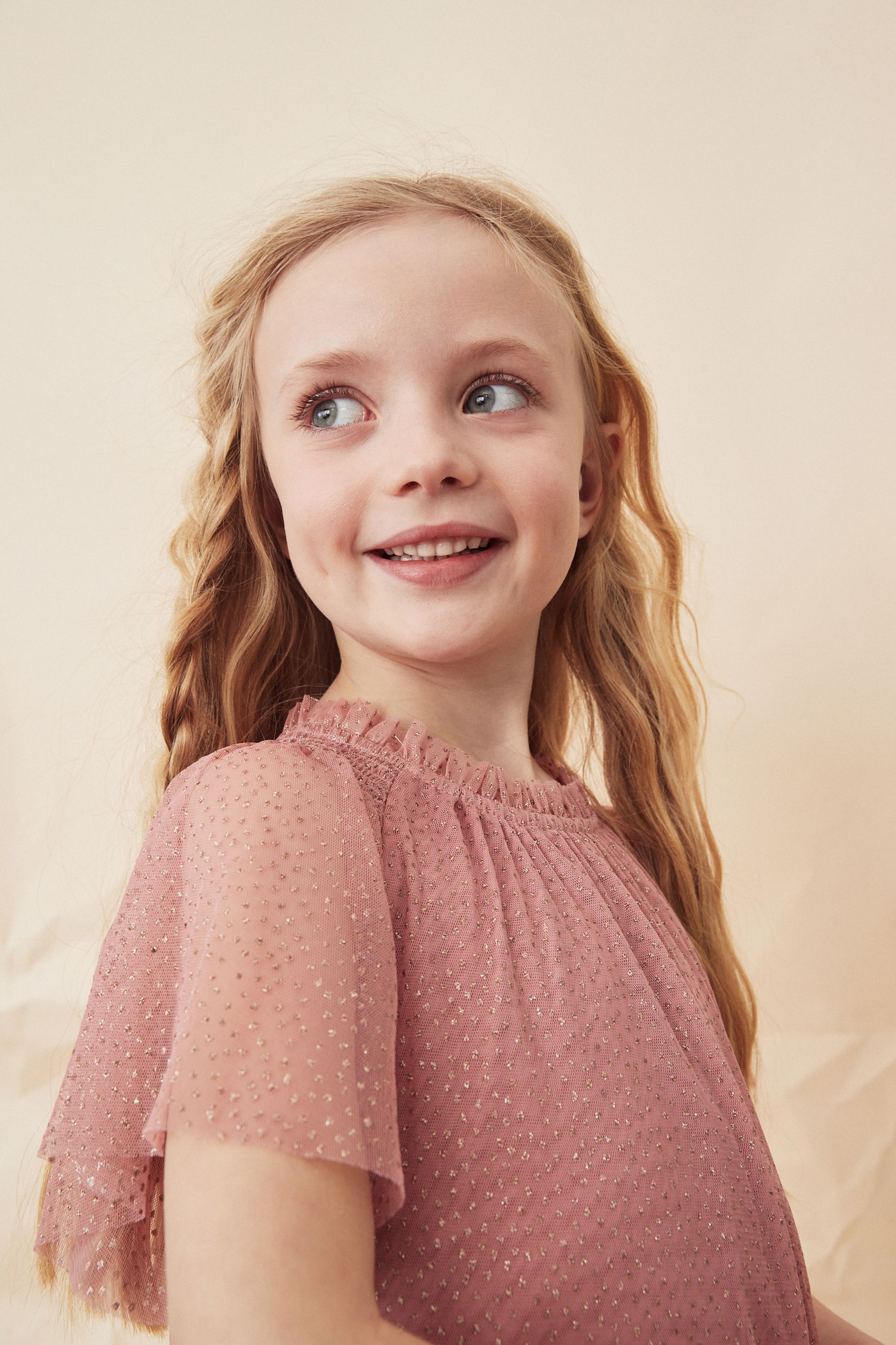 Buy Mint Velvet Pink Mesh Glitter Dress from the Next UK online shop