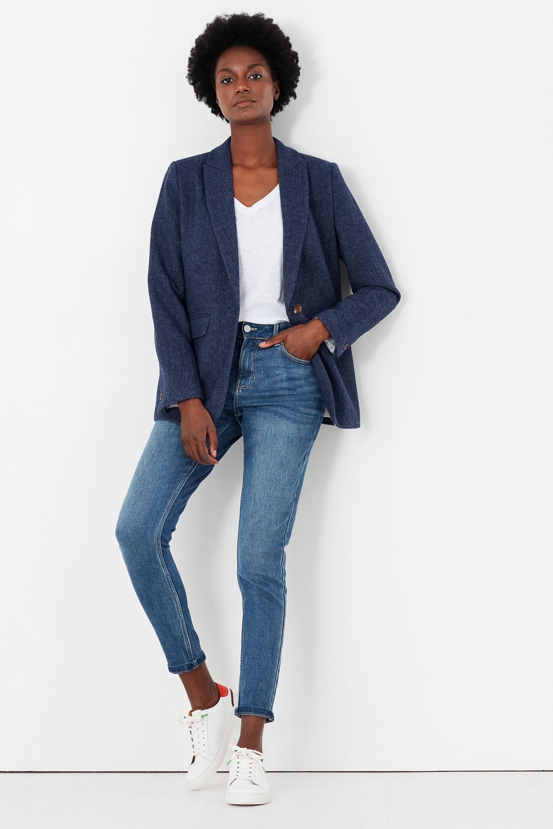 Buy Joules Blue Bramble Recycled Wool Mix Blazer from Next Ireland