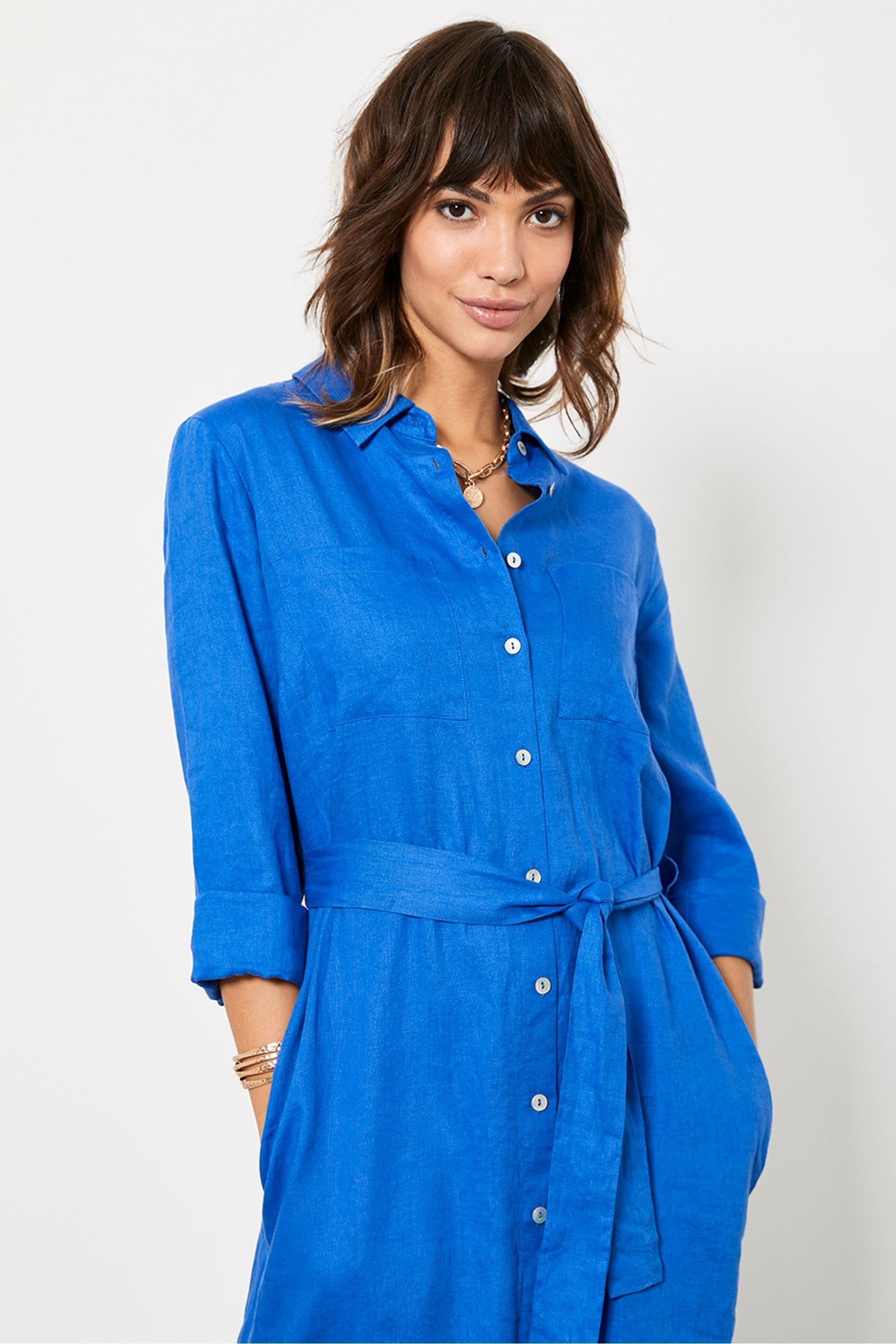 linen shirt dress with pockets