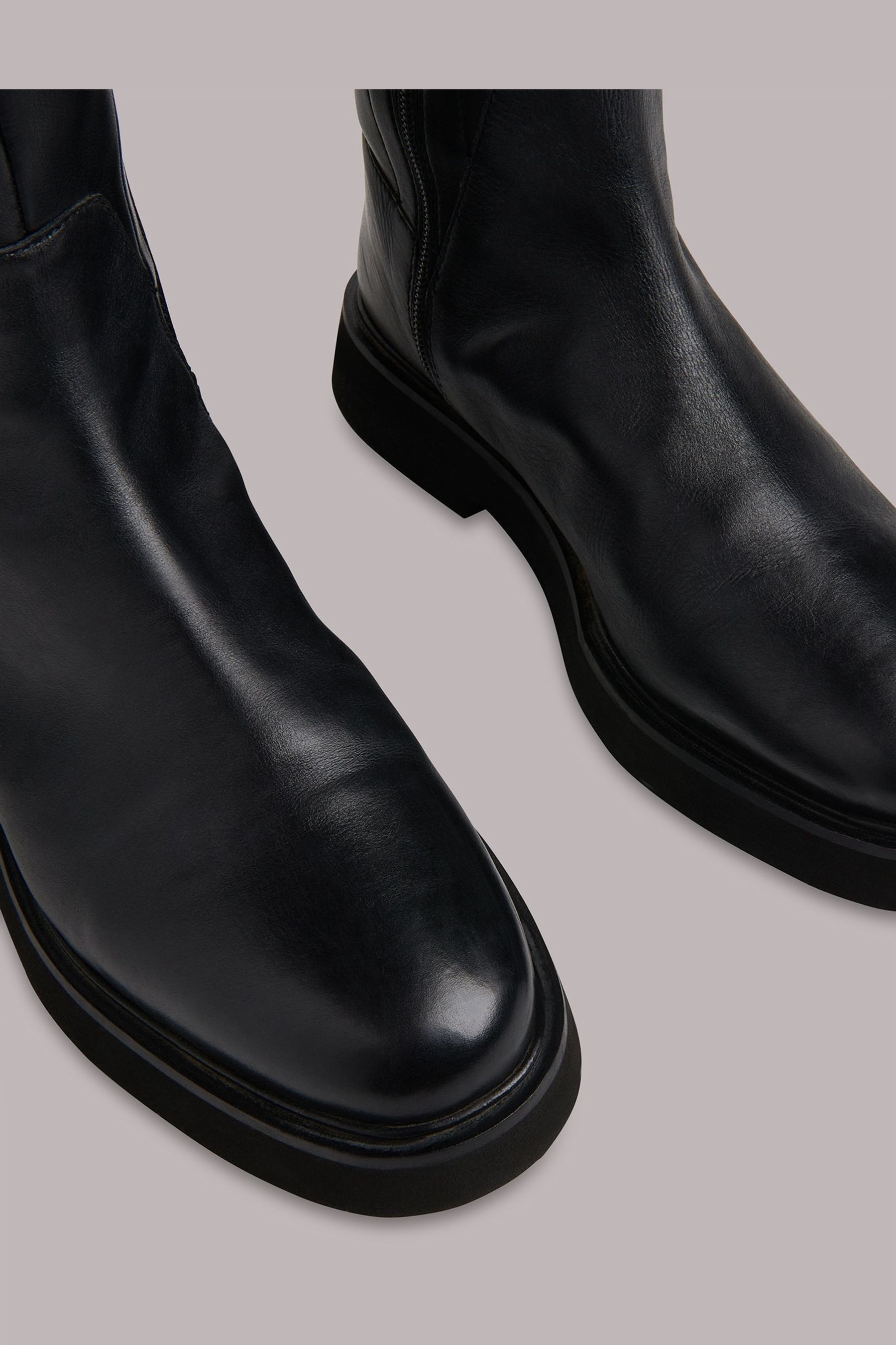 Buy Whistles Quin Stretch Knee High Black Boots from the Next UK online shop