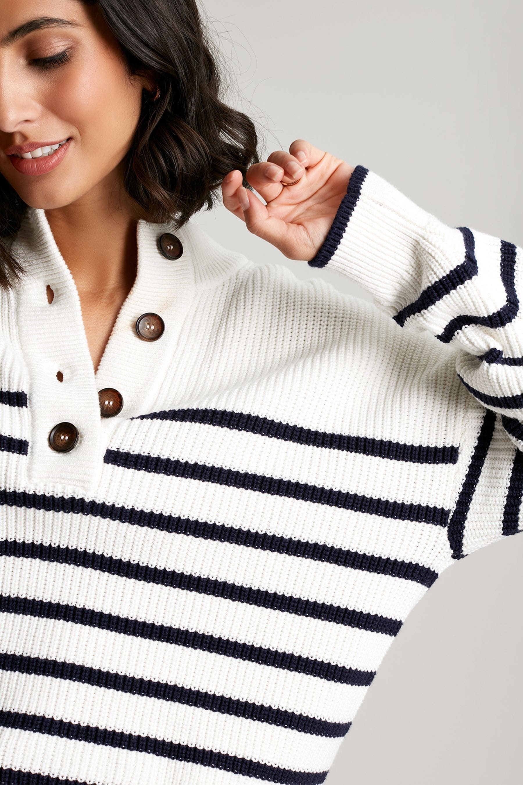 Buy Joules Blue Cove Button Through Chunky Jumper from Next Ireland