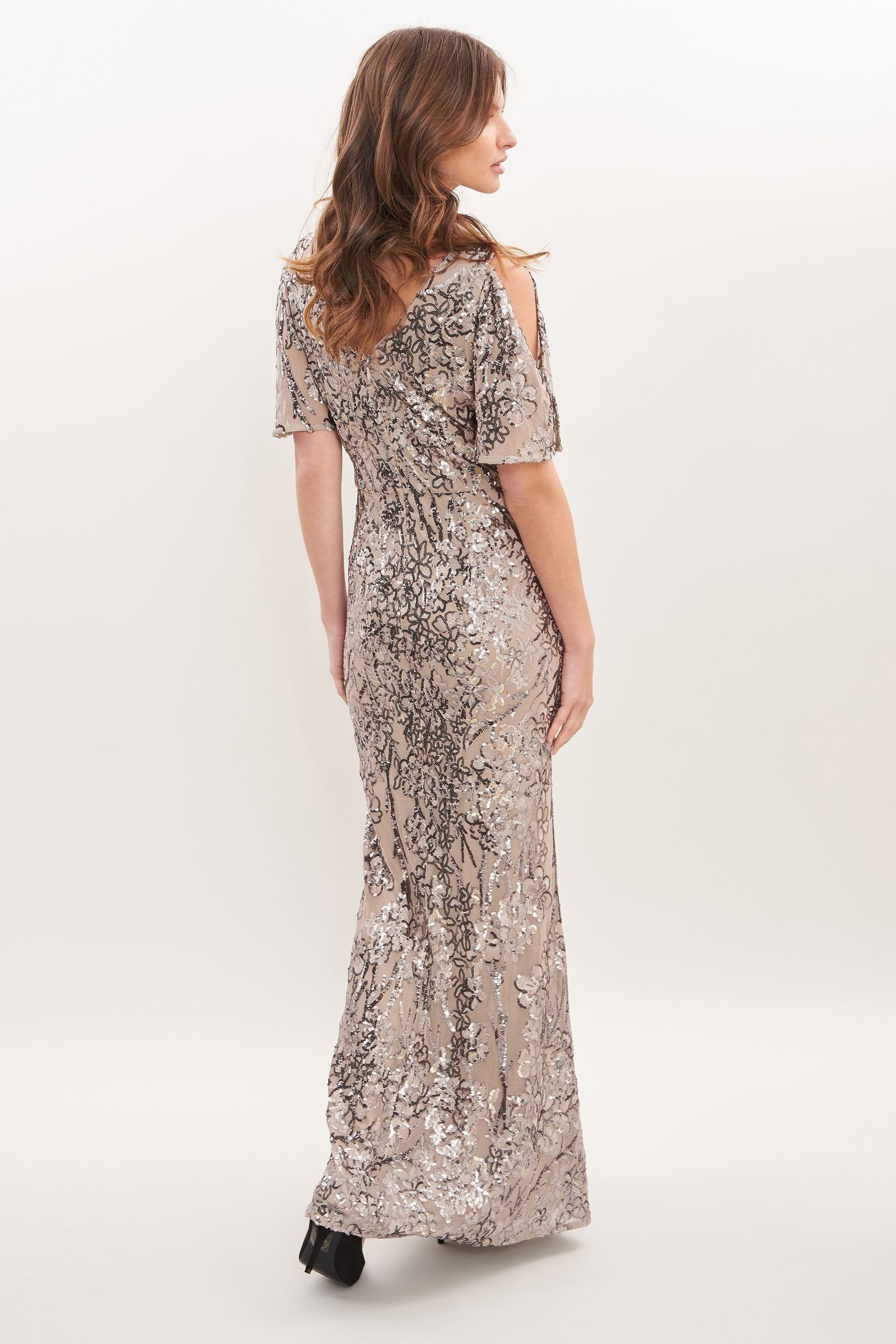 a line sequin gown