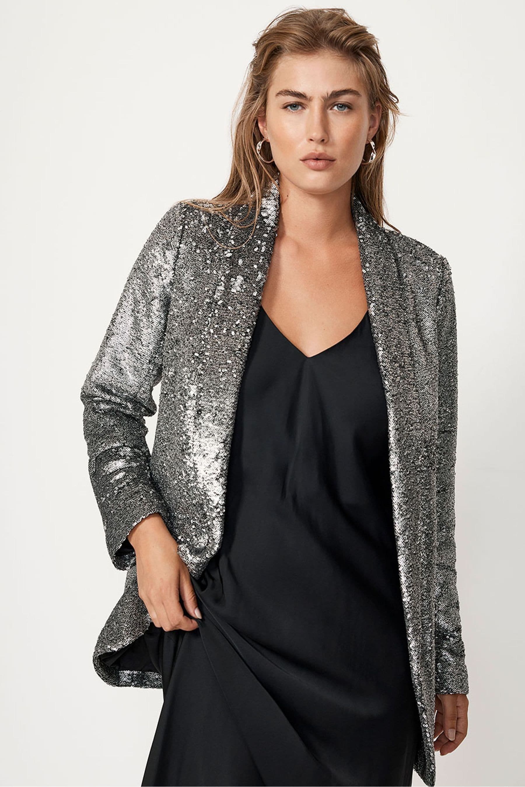 mint velvet off white sequin shawl blazer