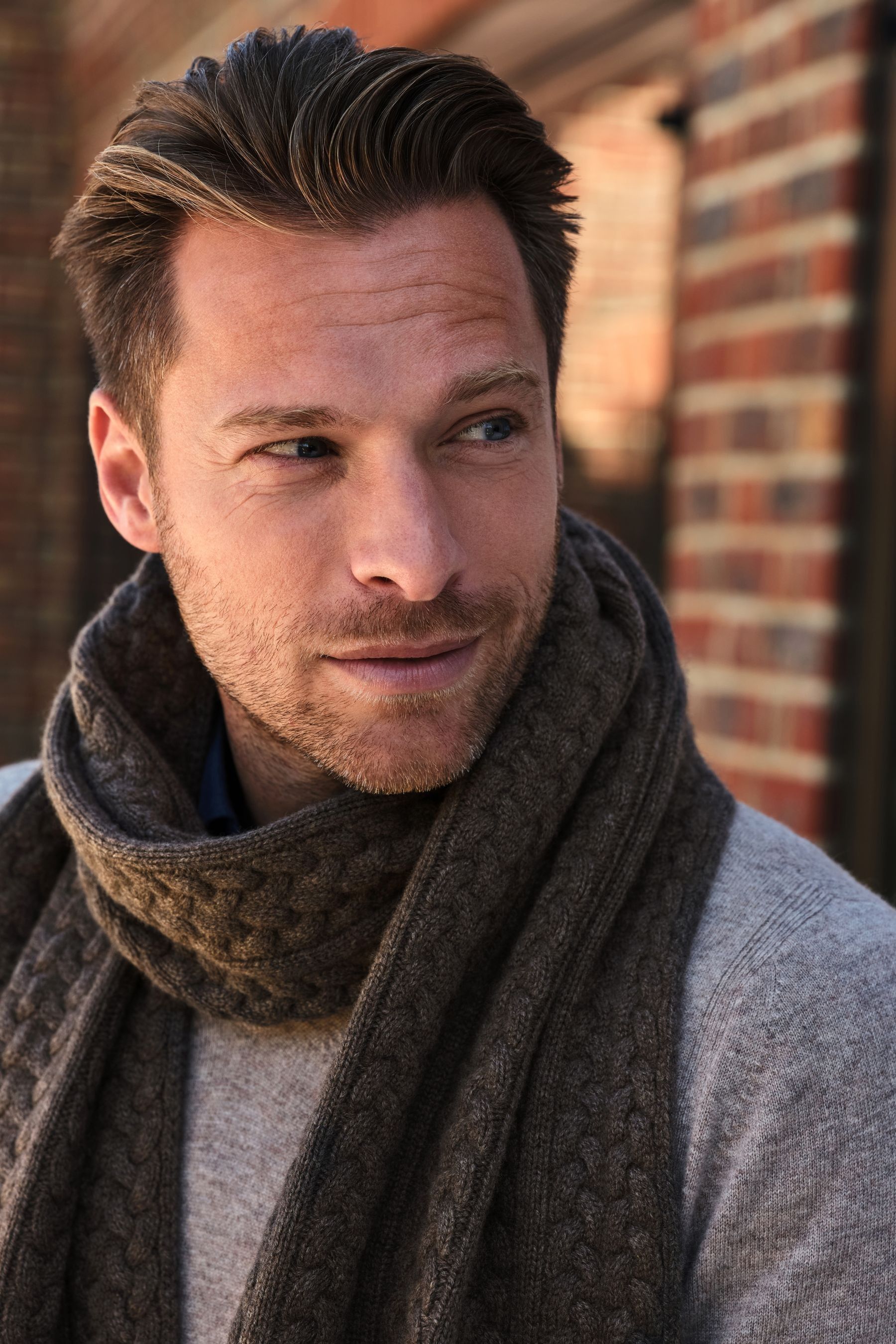 Buy Mens Brown Cashmere Cable Scarf from the Next UK online shop