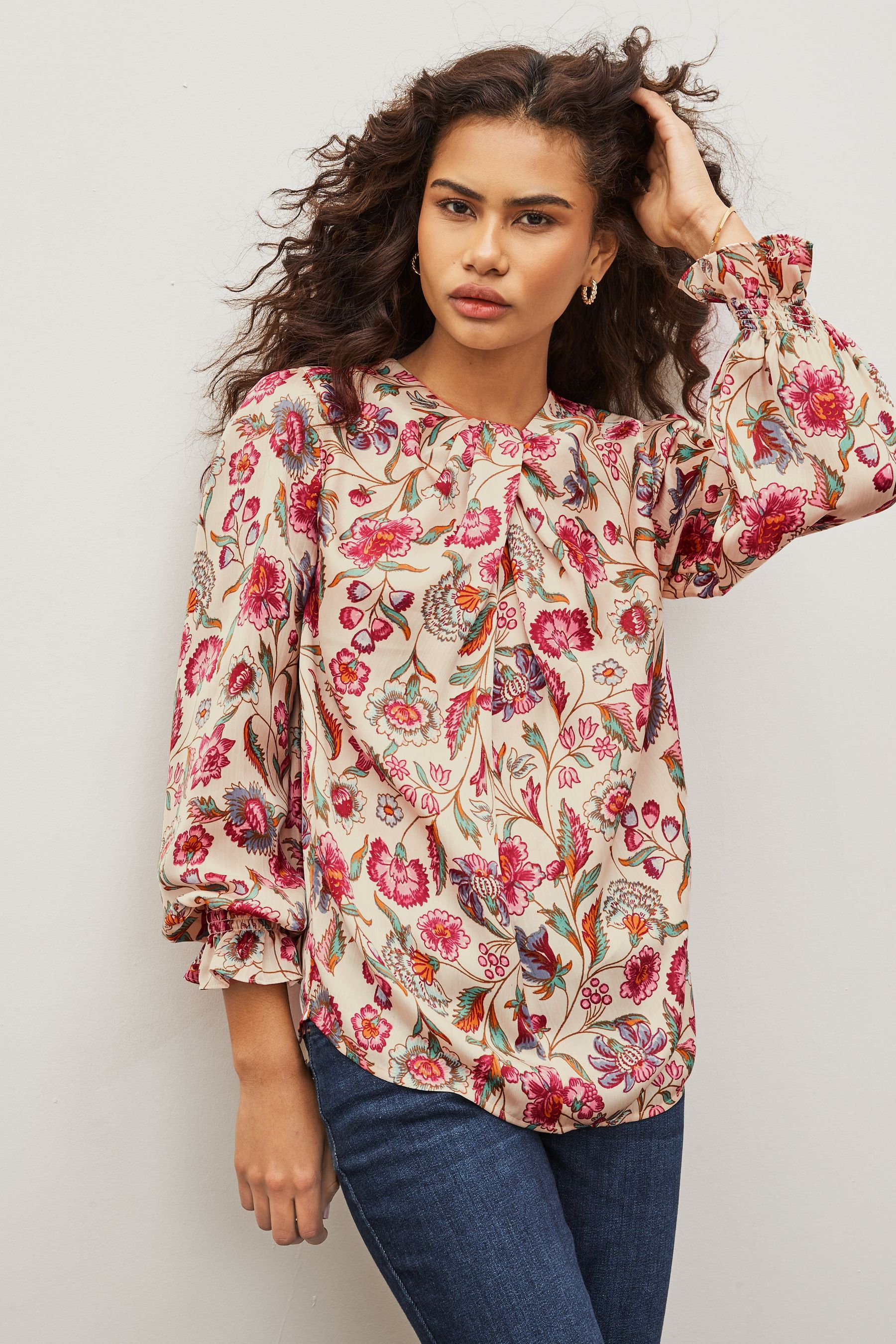Buy Floral Print Knot Front Blouse from Next Ireland